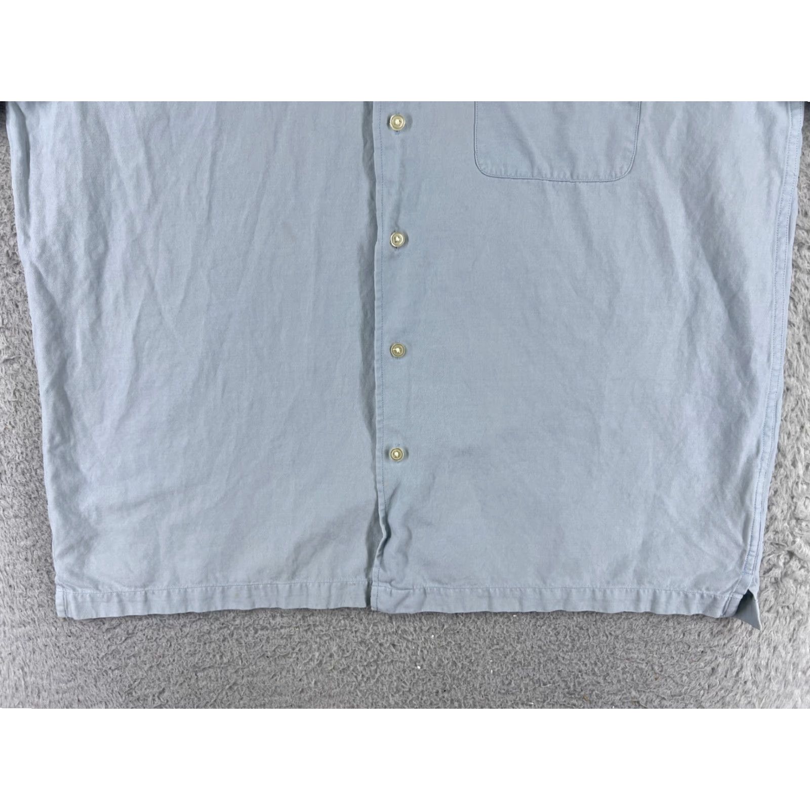Tommy Hilfiger Tommy Hilfiger Shirt Mens Button-Up Short Sleeve Blue Cotton Silk Embroidered Logo Pockets Slimming Regular Fit Size US L / EU 52-54 / 3 - 5 Thumbnail