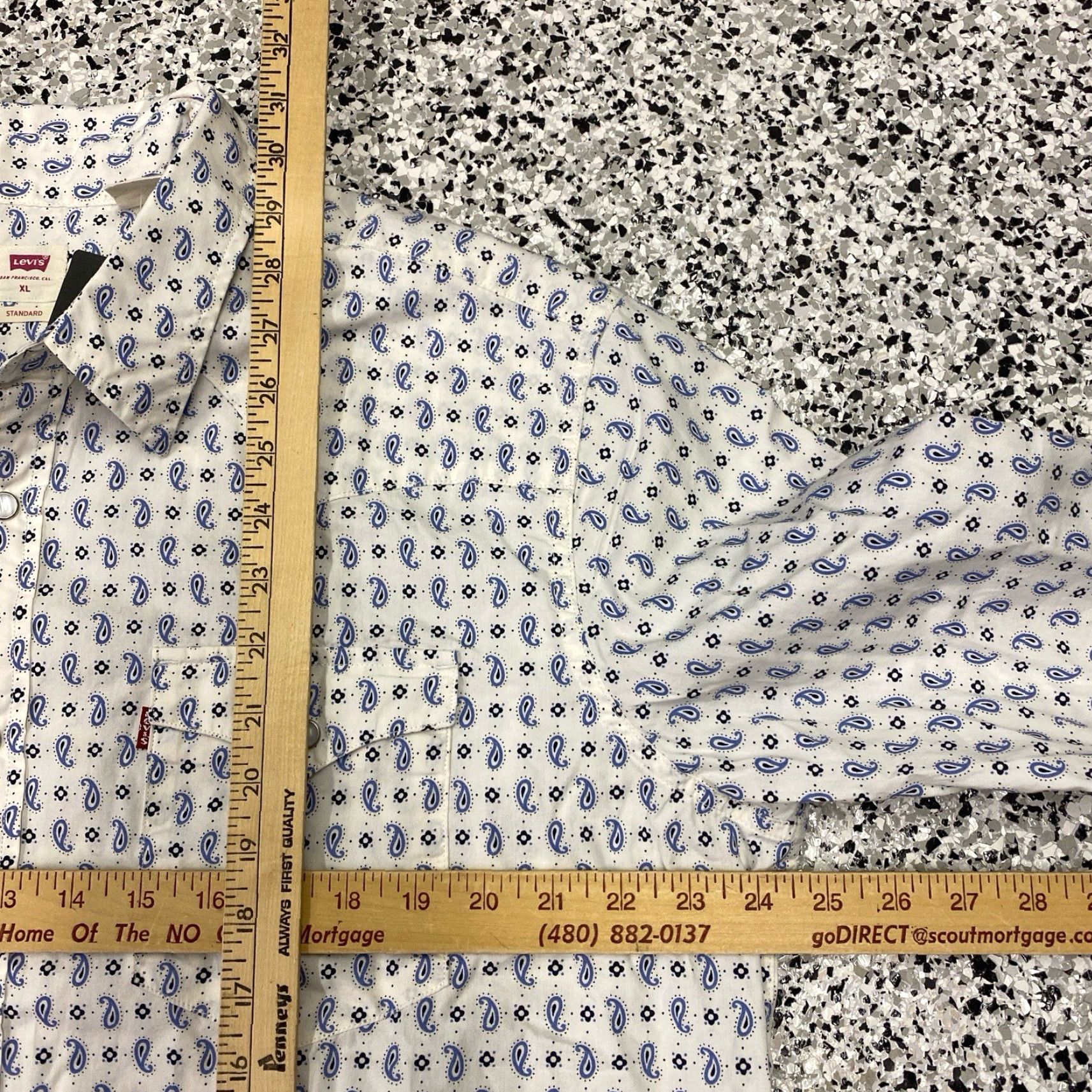 Levi's Levi’s Shirt Mens Xl White Blue Paisley Pearl Snap Western All Over Print NWT Size US XL / EU 56 / 4 - 2 Thumbnail