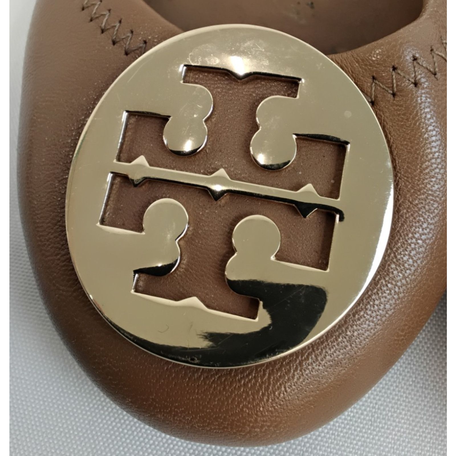 Tory Burch Tory Burch Reva Ballet Flats Women's 7 Brown Leather w/ Gold Size US 7 / IT 37 - 4 Thumbnail