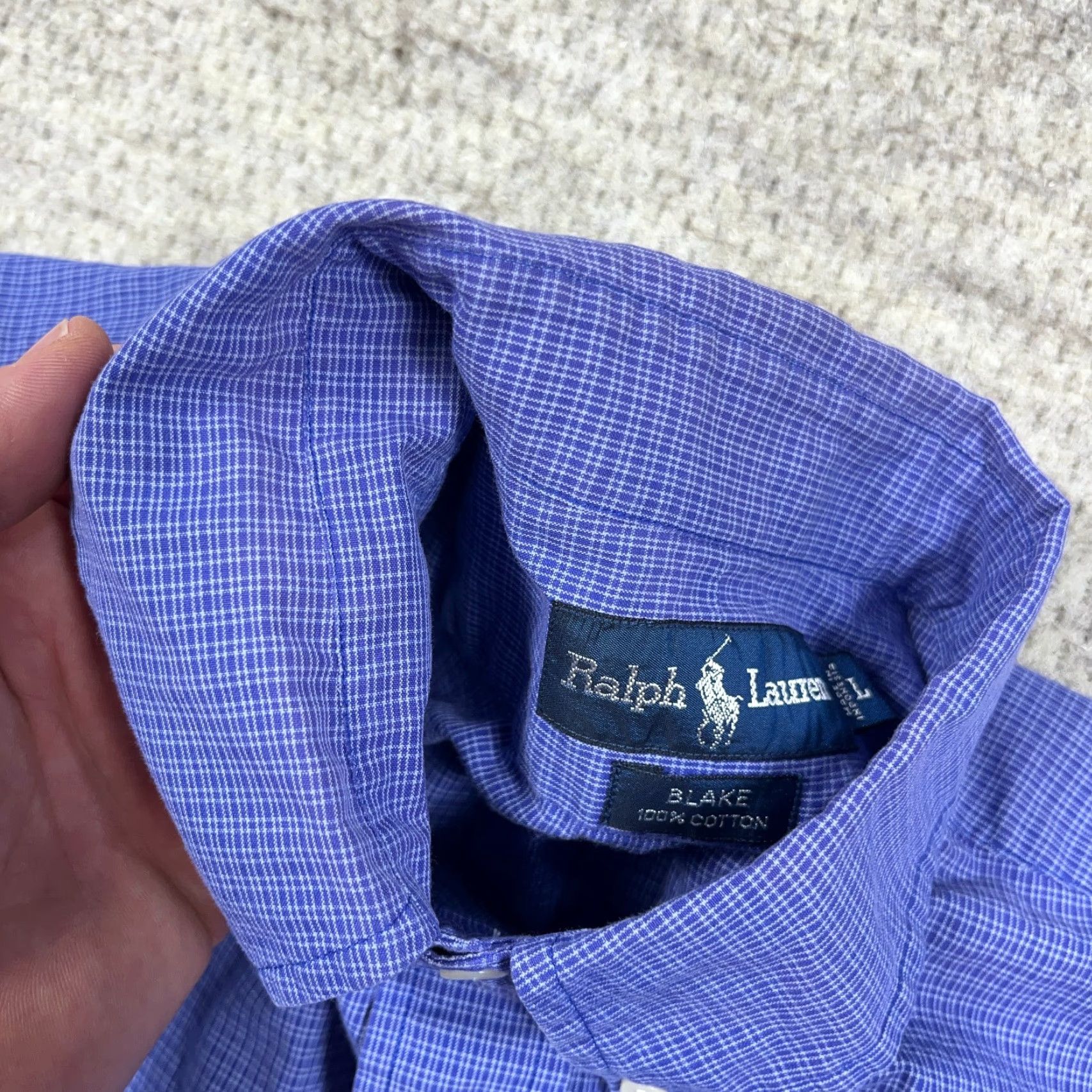 Ralph Lauren Ralph Lauren Shirt Men Large Blue Plaid Button Up Blake Dress Pocket Faded Worn* Size 42R - 6 Thumbnail