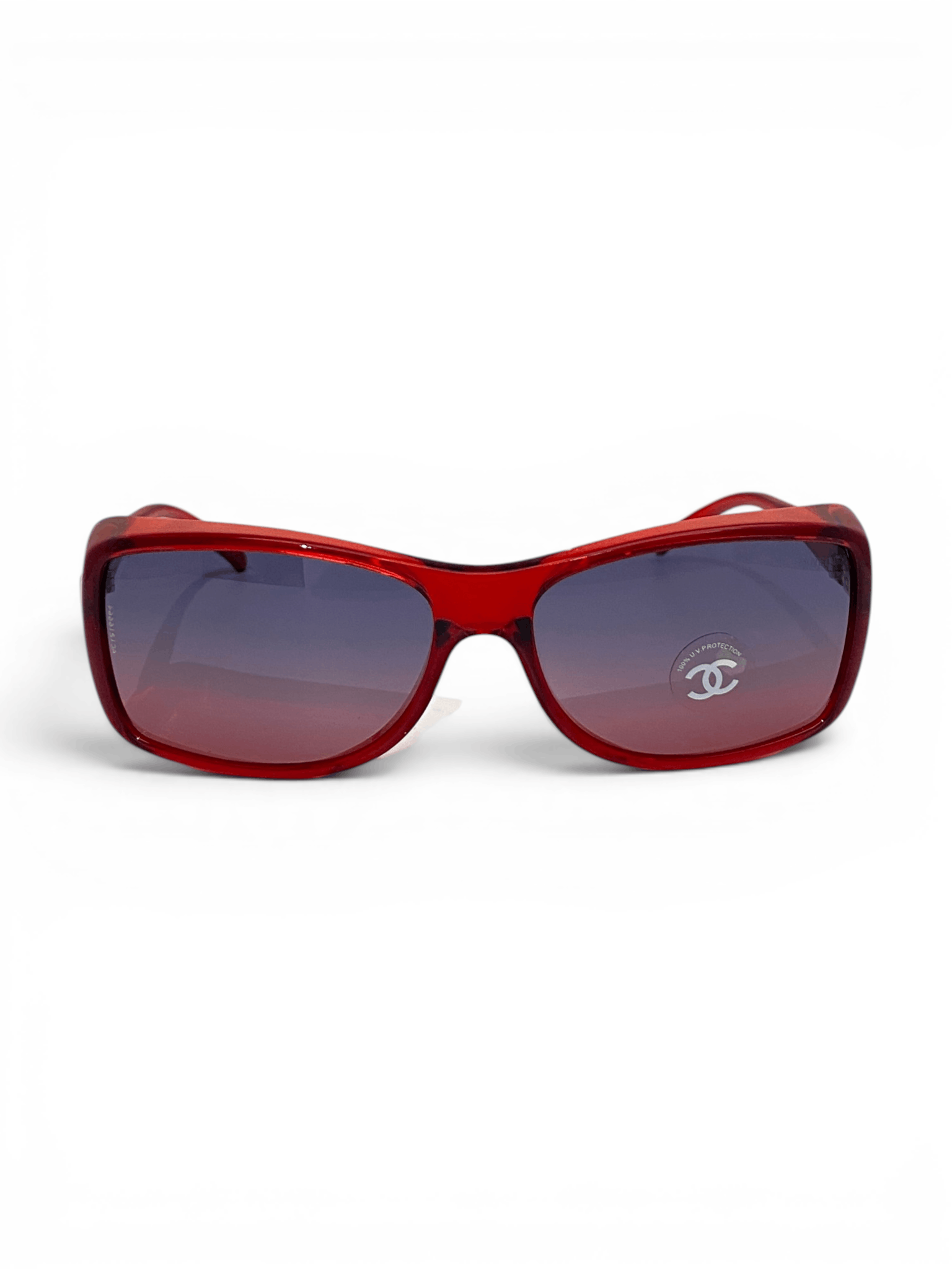 Chanel Chanel CC Logo Shield Oversized Vintage Red Sunglasses Y2K Size ONE SIZE - 5 Thumbnail