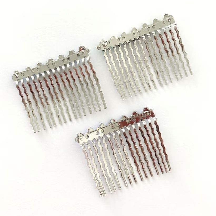 Vintage Independent 4-Leaf Floral Swarovski Crystal Hair Pins Side Comb Set of 3 Hair Combs Silver Silver Plated Flower Accessory Womens Size ONE SIZE - 2 Thumbnail