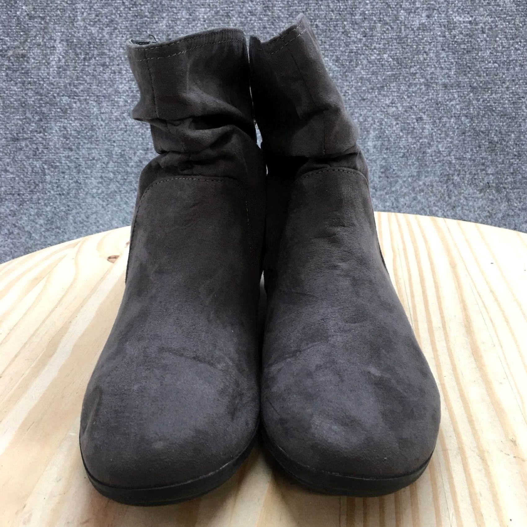 Vintage Arizona Jeans Co Boots Womens 10 M Kacy Ankle Bootie Gray Fabric Flat Casual Shoes Size 32" / US 10 / IT 46 - 5 Thumbnail