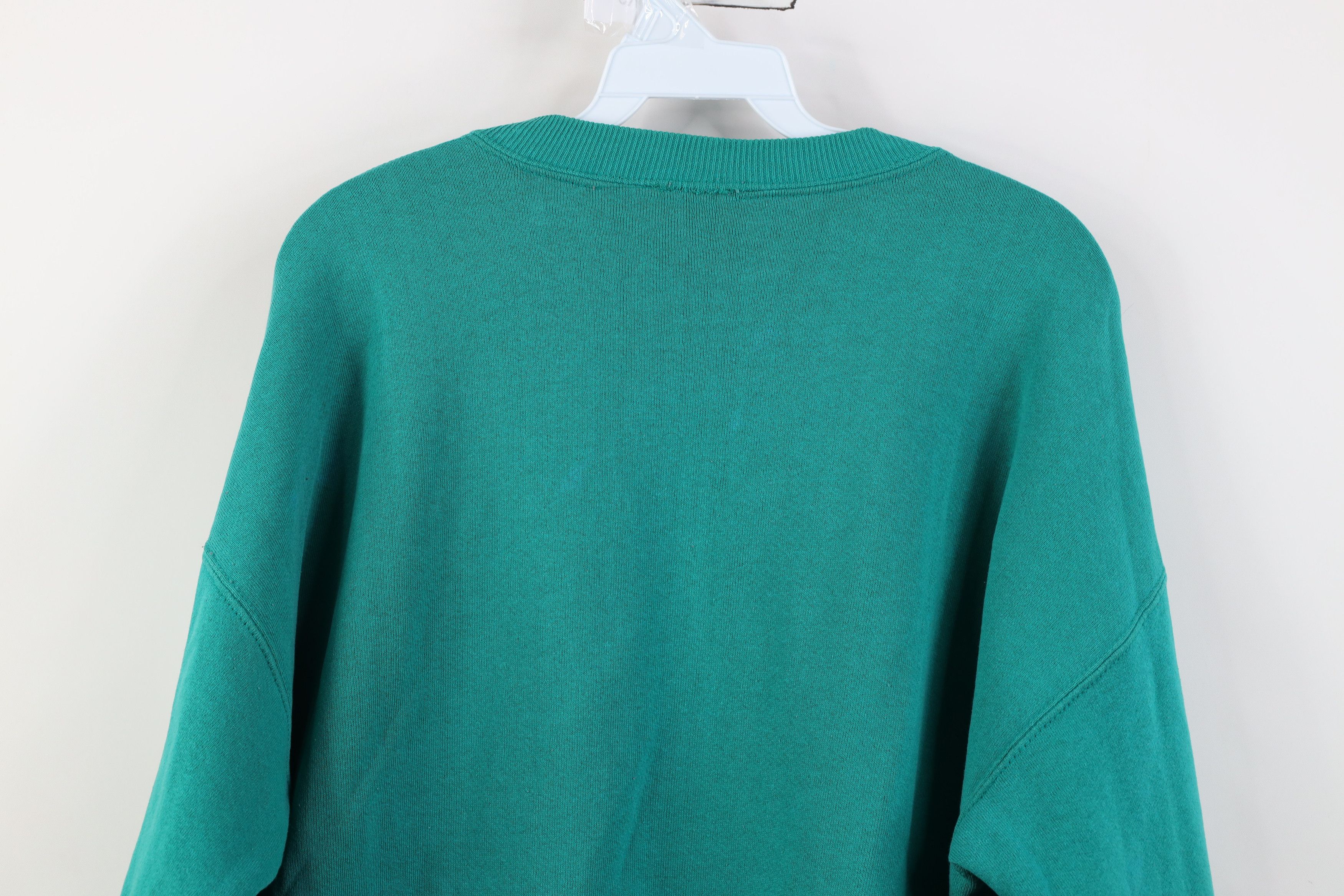 Vintage Vintage 90s Streetwear Blank Crewneck Sweatshirt Teal Size US XL / EU 56 / 4 - 14 Thumbnail