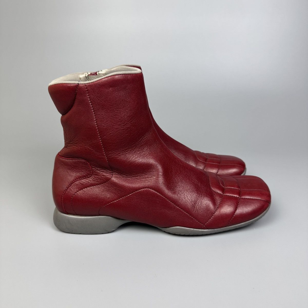 Prada Prada - Red Leather Sports Ankle Boots Size US 9 / IT 39 - 3 Thumbnail