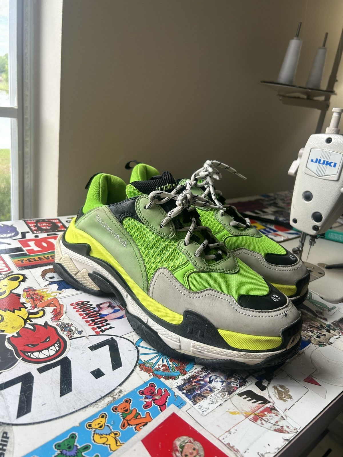 Balenciaga Balenciaga Triple S neon green thick sole dad shoe Size US 10 / EU 43 - 1 Thumbnail