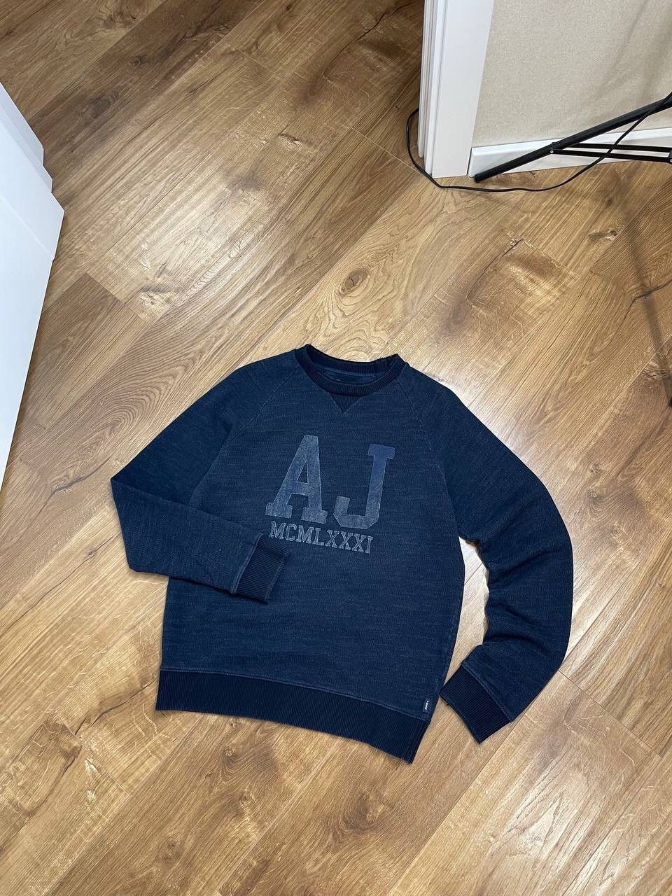 Armani × Vintage Vintage Armani Jeans Blue Big Logo Y2K Style Sweatshirt Size US XL / EU 56 / 4 - 1 Thumbnail