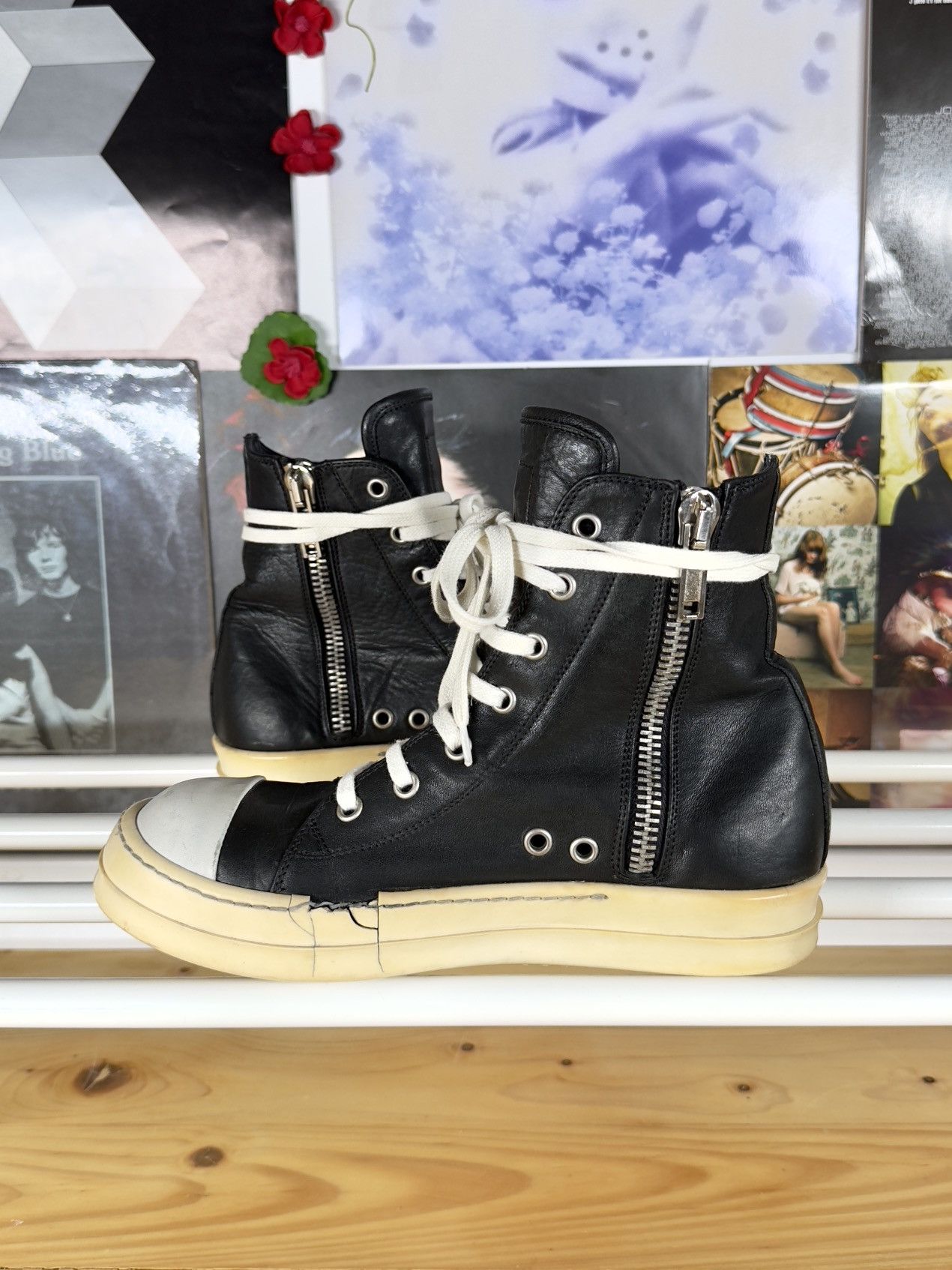 Rick Owens 2013 Mainline High Top Leather Ramones Size US 6 / IT 36 - 7 Thumbnail