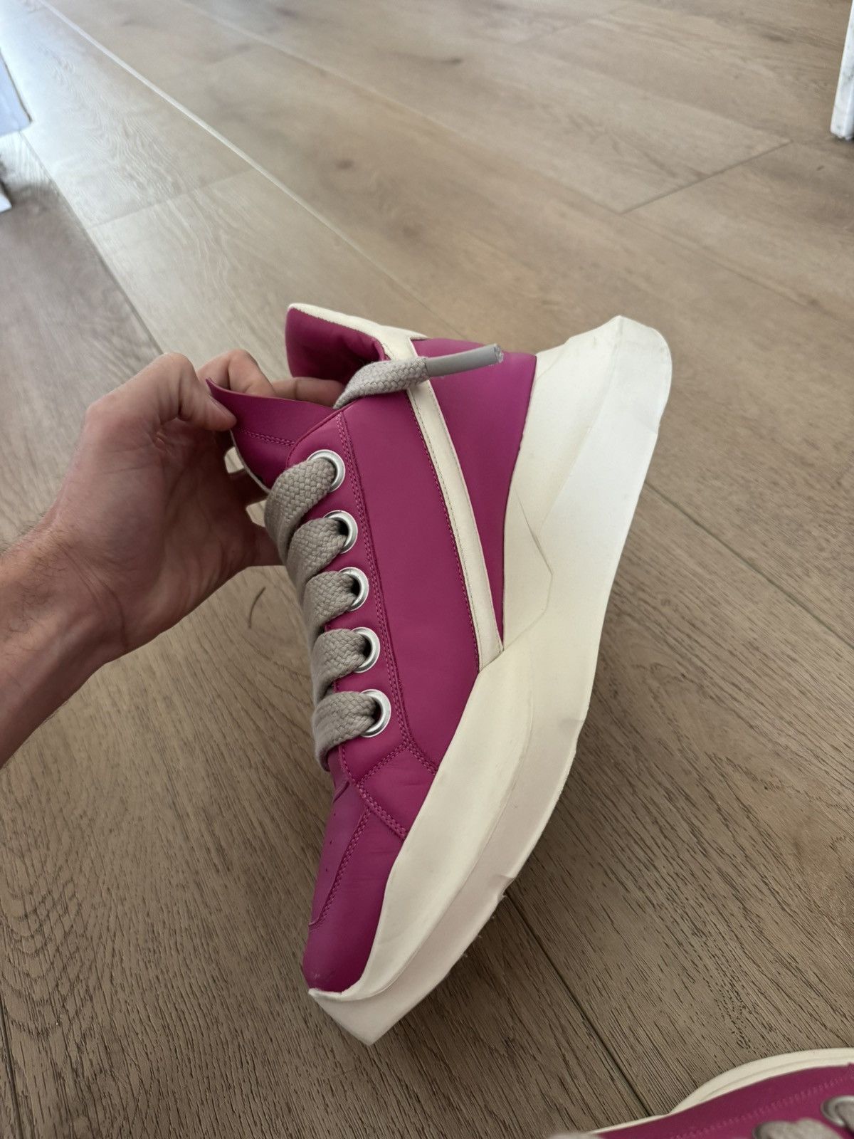 Rick Owens Geth Jumbo Lace Runners 45 PINK Size US 12 / EU 45 - 6 Thumbnail