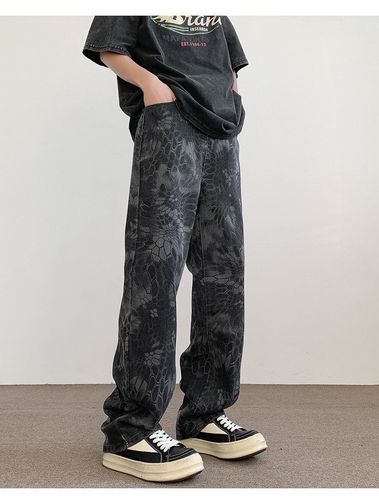 Japanese Brand Men's American vintage loose camouflage snake print jeans Size US 32 / EU 48 - 3 Thumbnail