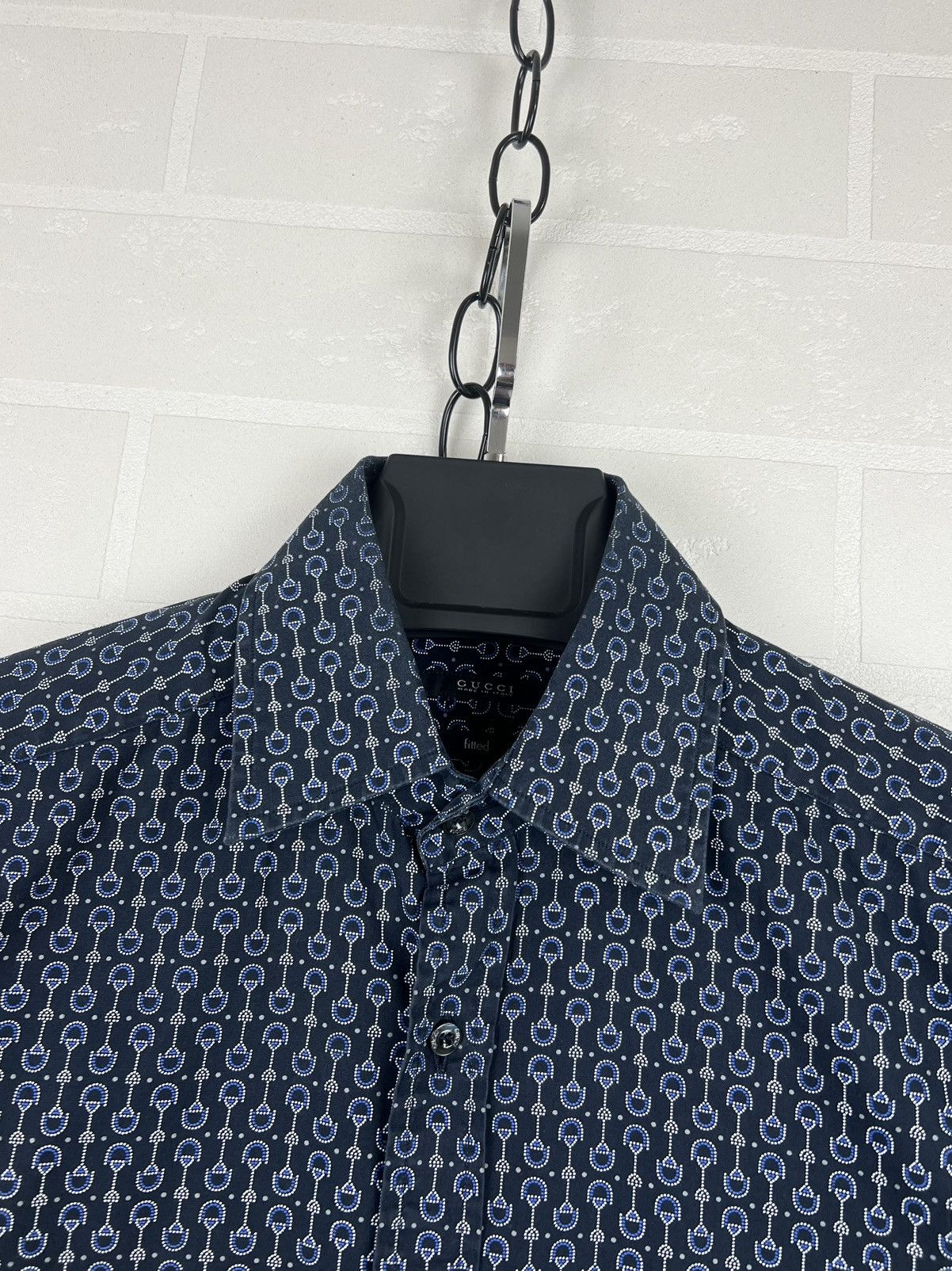 Gucci GUCCI Shirt Button Up Fitted Monogram Printed Horsebit Men's Size US S / EU 44-46 / 1 - 6 Thumbnail