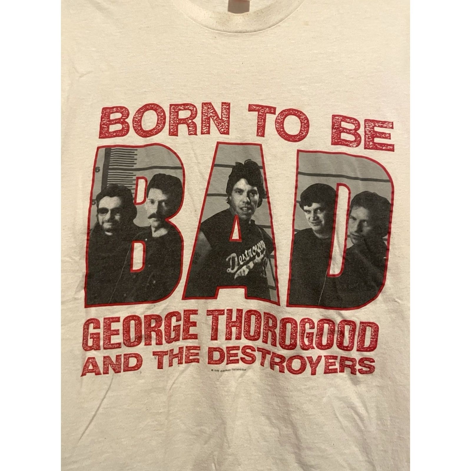 Hanes VINTAGE George Thorogood & Destroyers Born To Bed 1990 Tour XL Single Stitch T-Shirt White 1990s Mens Shirt Cotton Hanes Graphic Tee XS? Wait Size US XL / EU 56 / 4 - 2 Thumbnail