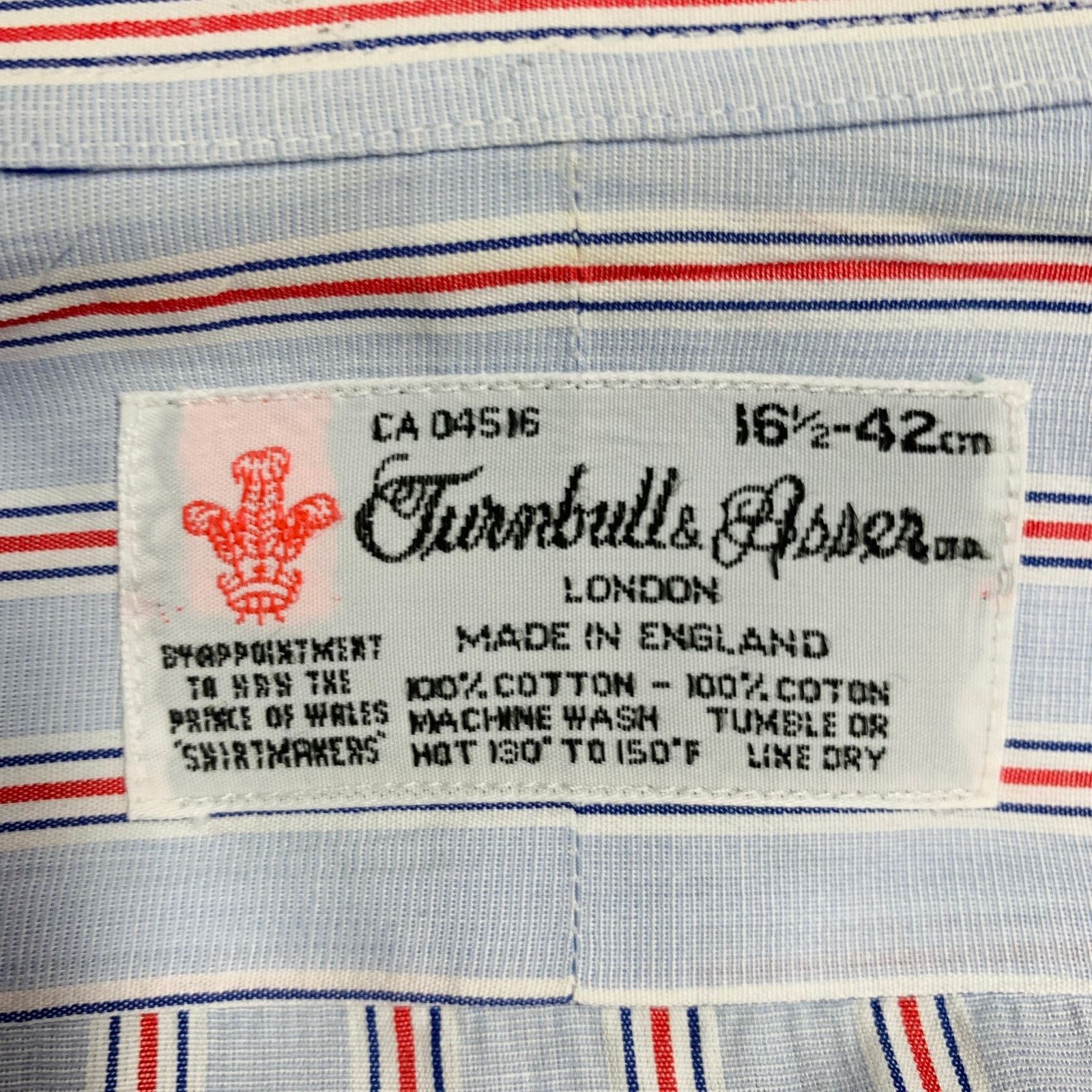 Turnbull & Asser Size L Blue Navy Red Stripe Cotton Long Sleeve Shirt Size US L / EU 52-54 / 3 - 8 Thumbnail