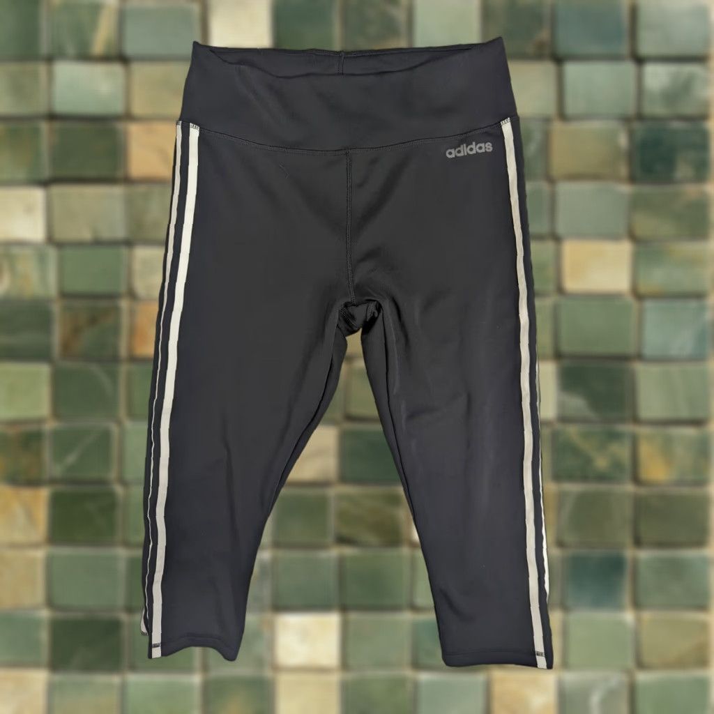 Adidas Adidas Climalite Pants Womens L Black Three Stripe Leggings Yoga Pants A2W Size 36" / US 14 / IT 50 - 1 Thumbnail