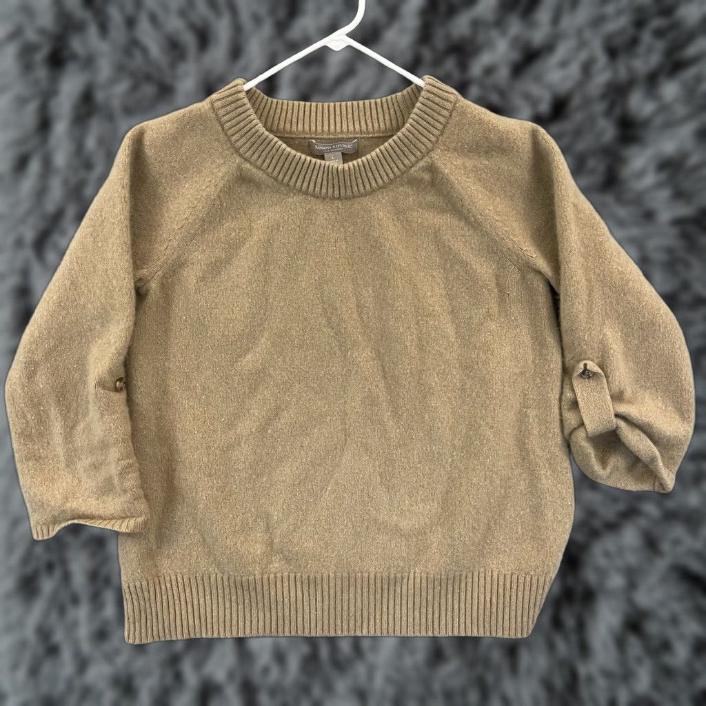Banana Republic VINTAGE Banana Republic Sweater Womens L Mojave Cashmere Ribbed Roll Sleeve Pullover Size L / US 10 / IT 46 - 1 Thumbnail
