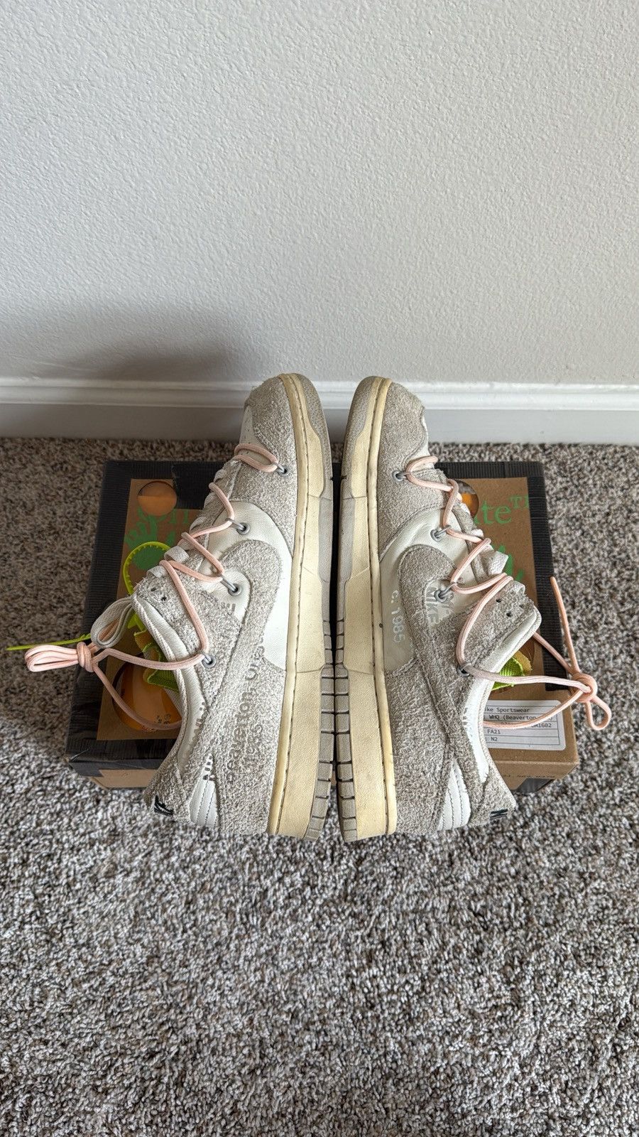 Nike × Off-White Off White Nike Dunk Low Lot #12 of #50 👟☑️🚧🖤🤍 Size US 12 / EU 45 - 7 Thumbnail