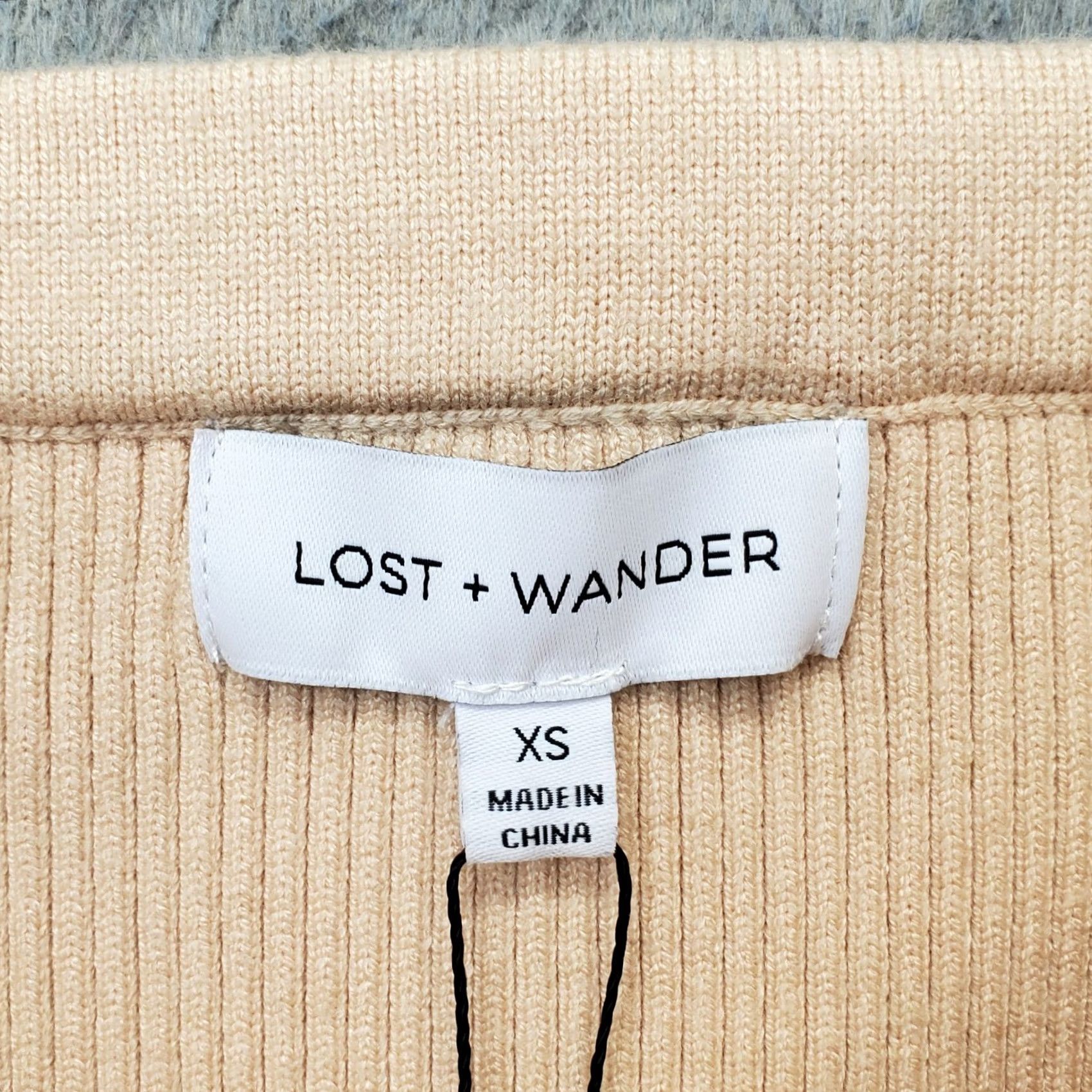 Vintage LOST + WANDER Sandy Rock Midi Skirt Women's XS Tan Ribbed Elastic Waistband, 12.25" Waist, 32.75" Length, NWT, Skirt Size 26" / US 2 / IT 38 - 5 Thumbnail