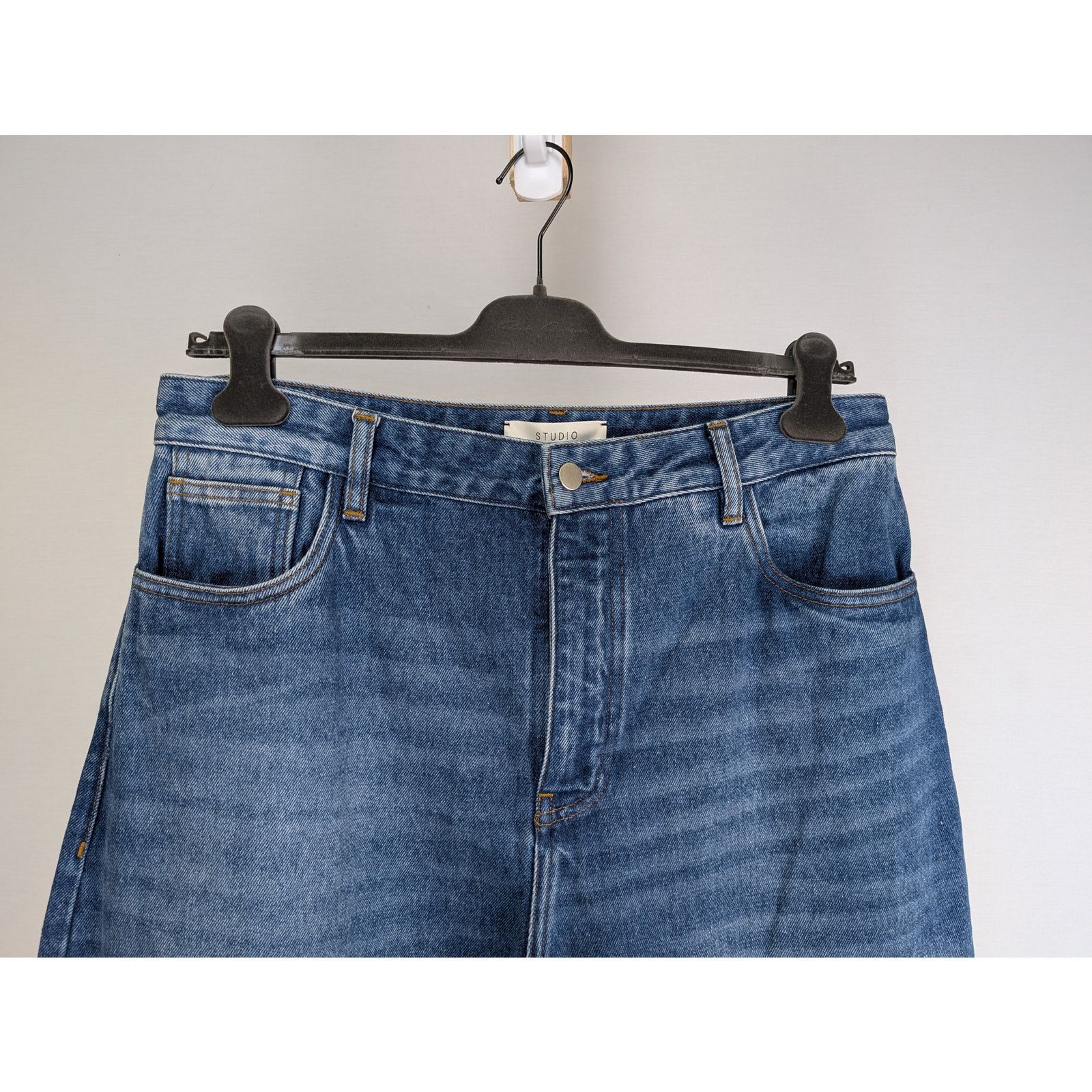 Studio Nicholson o1rshd1 Cropped Curved Leg Denim Jean in Wash Indigo Size US 34 / EU 50 - 2 Thumbnail