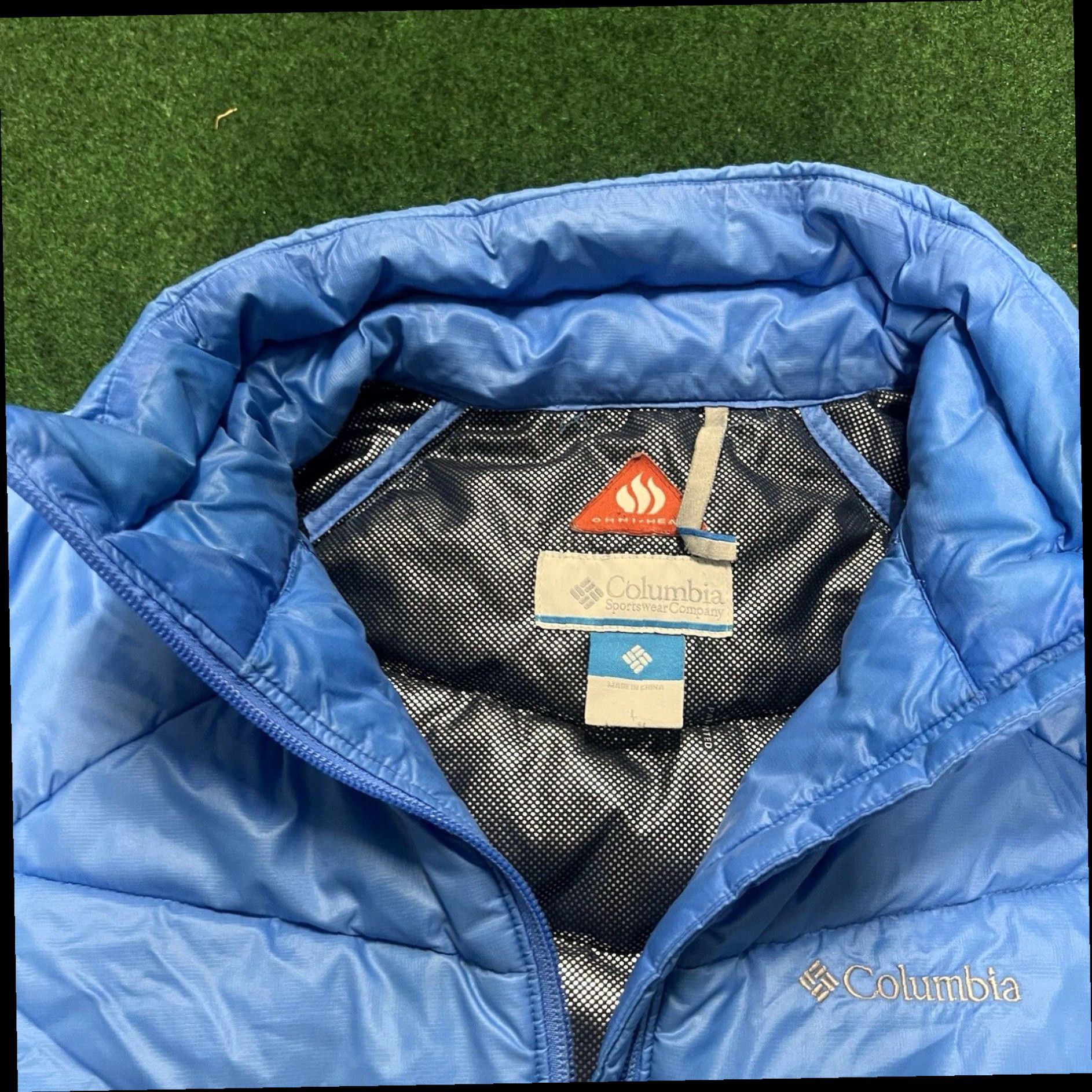 Vintage Columbia Jacket Women’s Larg Blue Full Zip Logo Omni Heat Turbo Down Puffer Coat Size L / US 10 / IT 46 - 7 Thumbnail