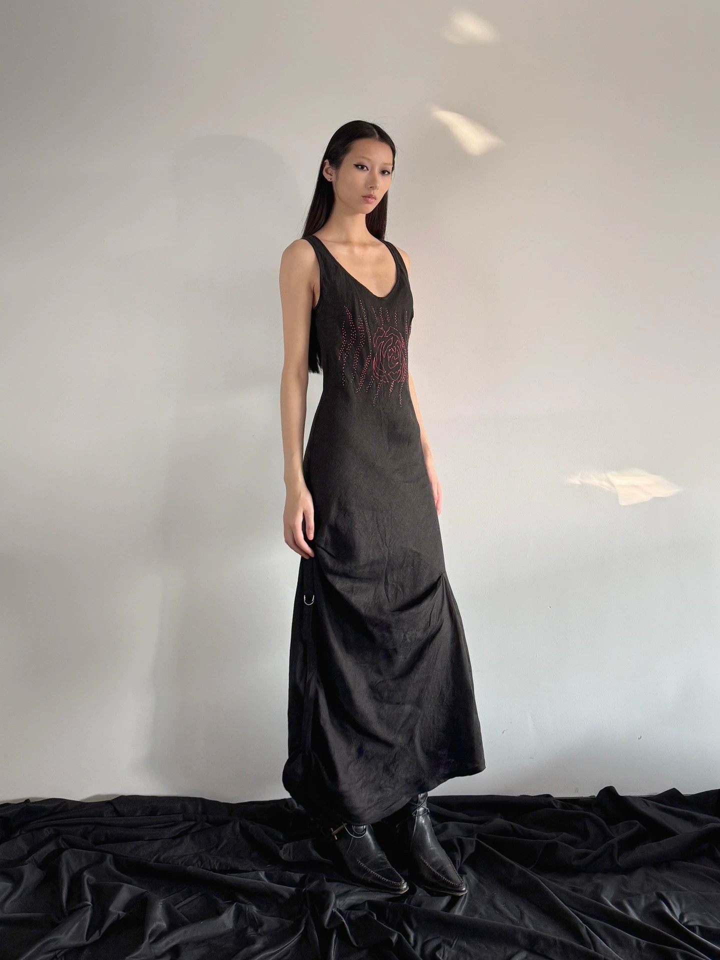 Vintage Vtg Archive Sleeveless Elastic Print Slim Irreg Hem Dress 36 Size XS / US 0-2 / IT 36-38 - 2 Thumbnail