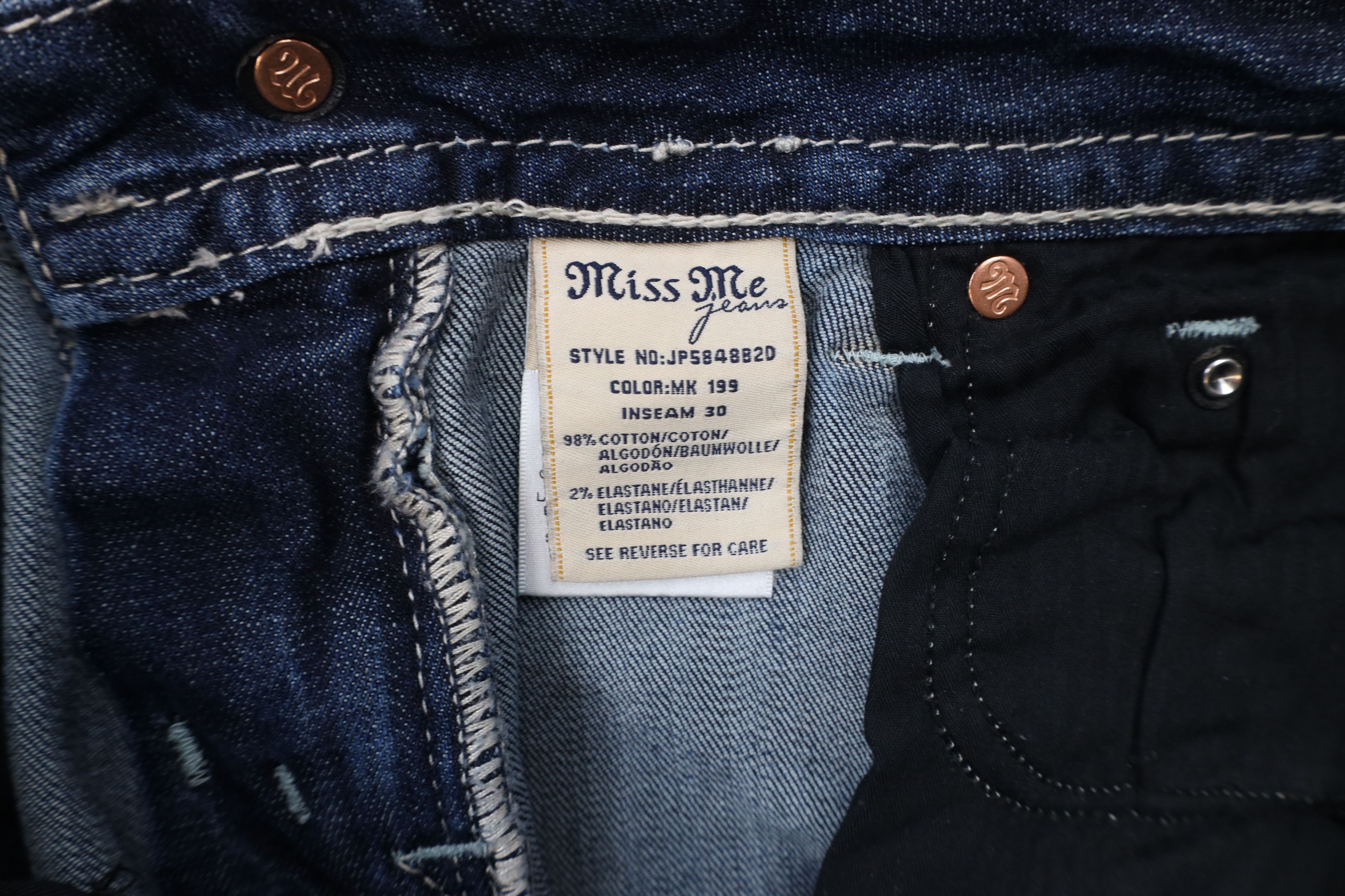 Miss Me × Vintage Miss Me Jeweled Wings Signature Rise Bootcut Denim Jeans Size 29" - 10 Thumbnail
