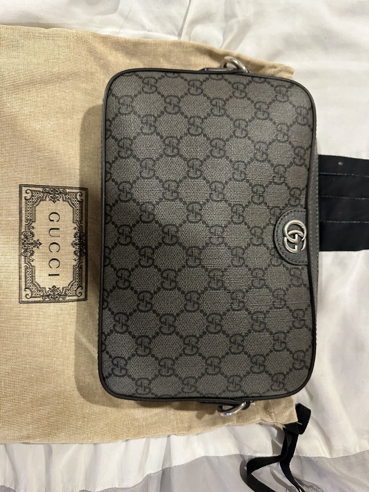 image of Gucci Gray Ophidia GG Bag in Black, Men's