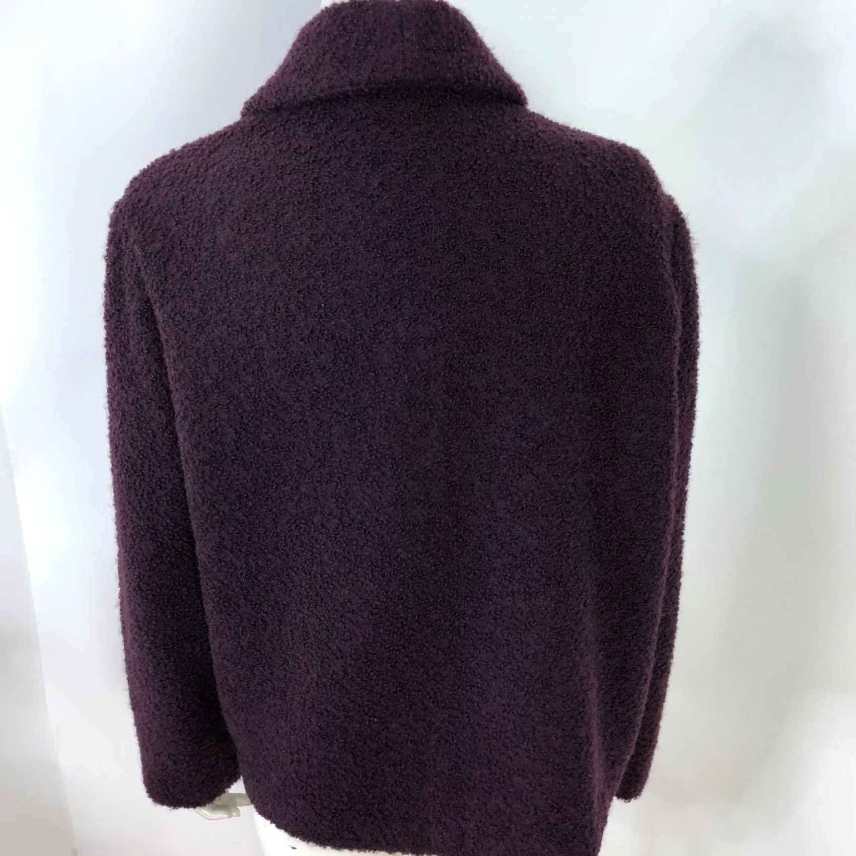 J. Jill J.Jill Womens Blazer Wool Blend 3 Button Purple MINT Solid Knit L Mid-Length Long Sleeve Buttoned Collar Fall Spring Summer Winter Womens Size L / US 10 / IT 46 - 3 Thumbnail