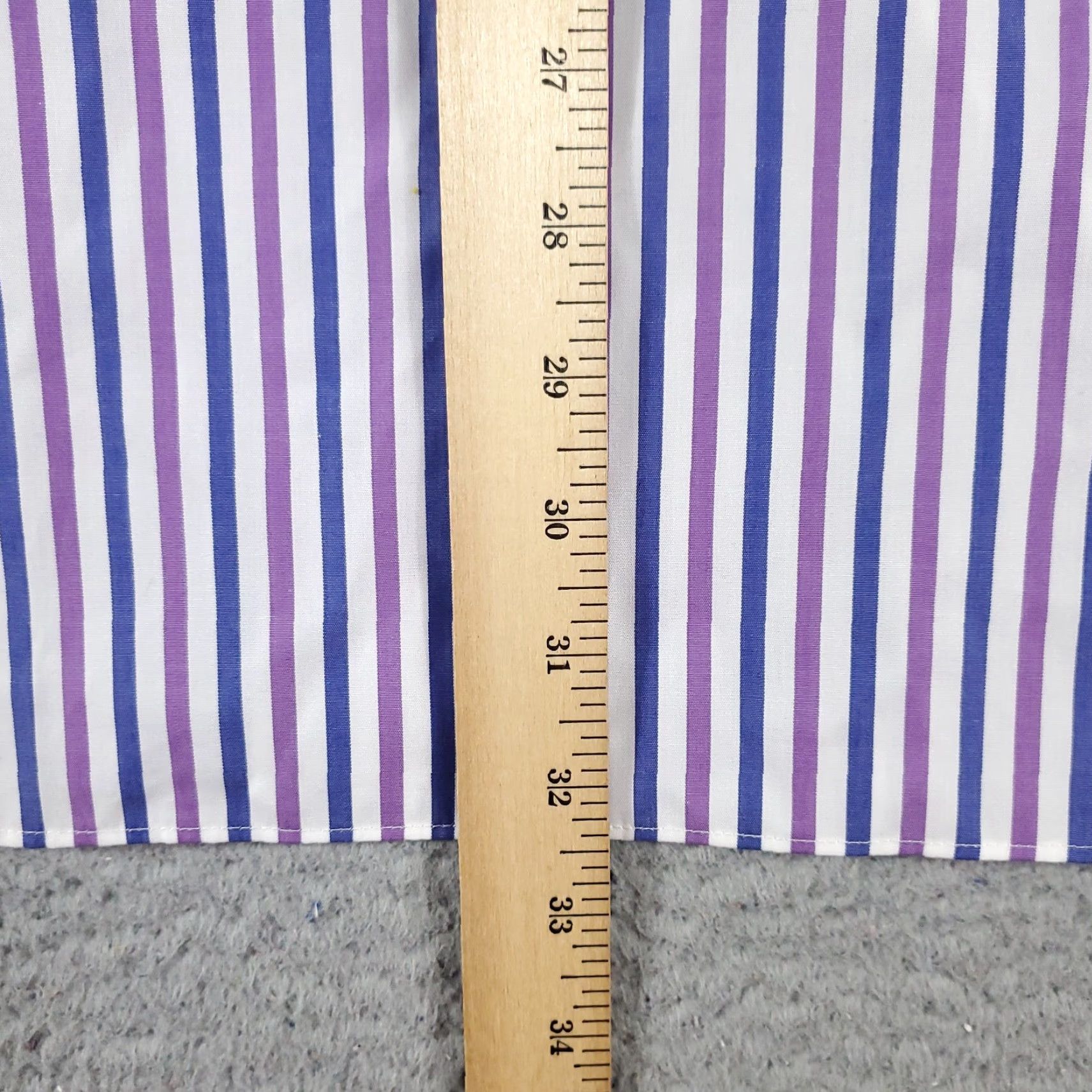 Tommy Hilfiger Tommy Hilfiger Shirt Mens 17 Purple Striped Dress Button Up Long Sleeve Shirt Size 46R - 5 Thumbnail