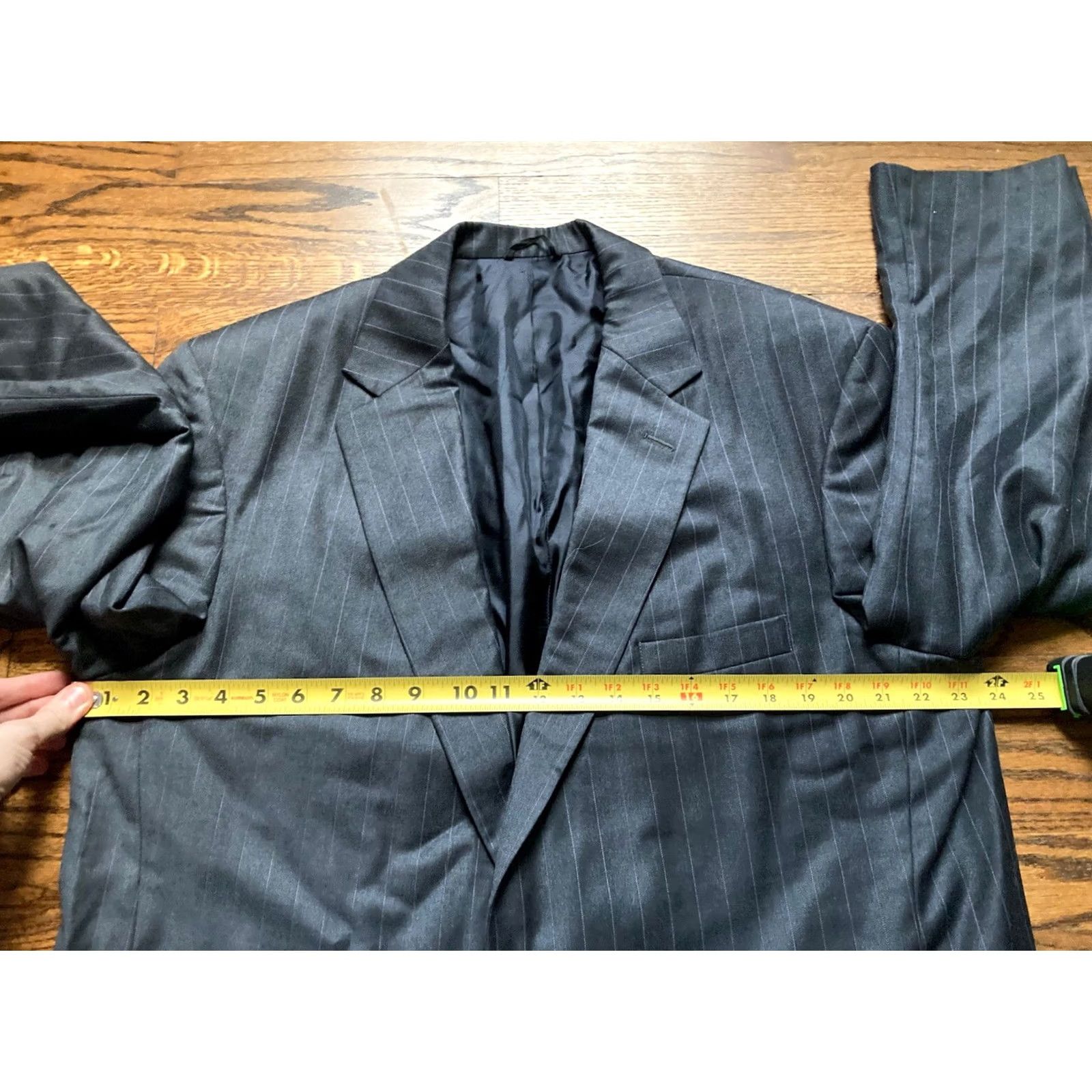 Ermenegildo Zegna Ermenegildo Zegna Blazer Wool Jacket Mens Charcoal Gray Sz 46R Pinstriped Size 46R - 5 Thumbnail
