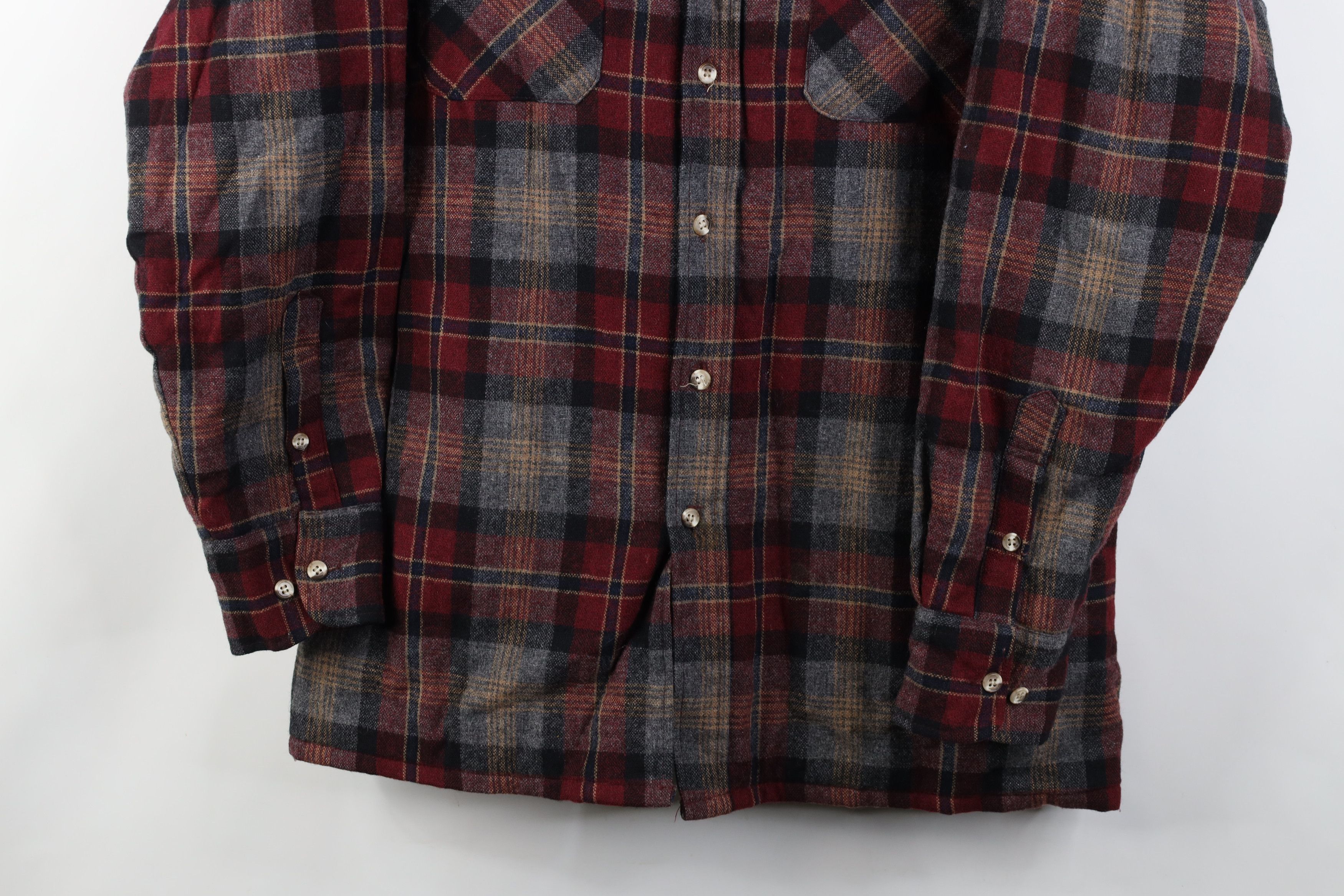 Vintage Vintage 70s Streetwear Wool Blend Shirt Jacket Jac Plaid Size US L / EU 52-54 / 3 - 3 Thumbnail