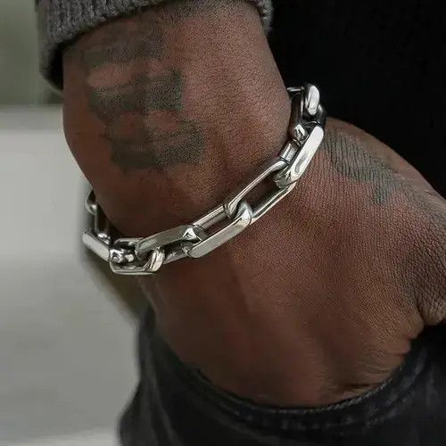 Jewelry Punk Rock Chain Bracelet in Silver, Men's