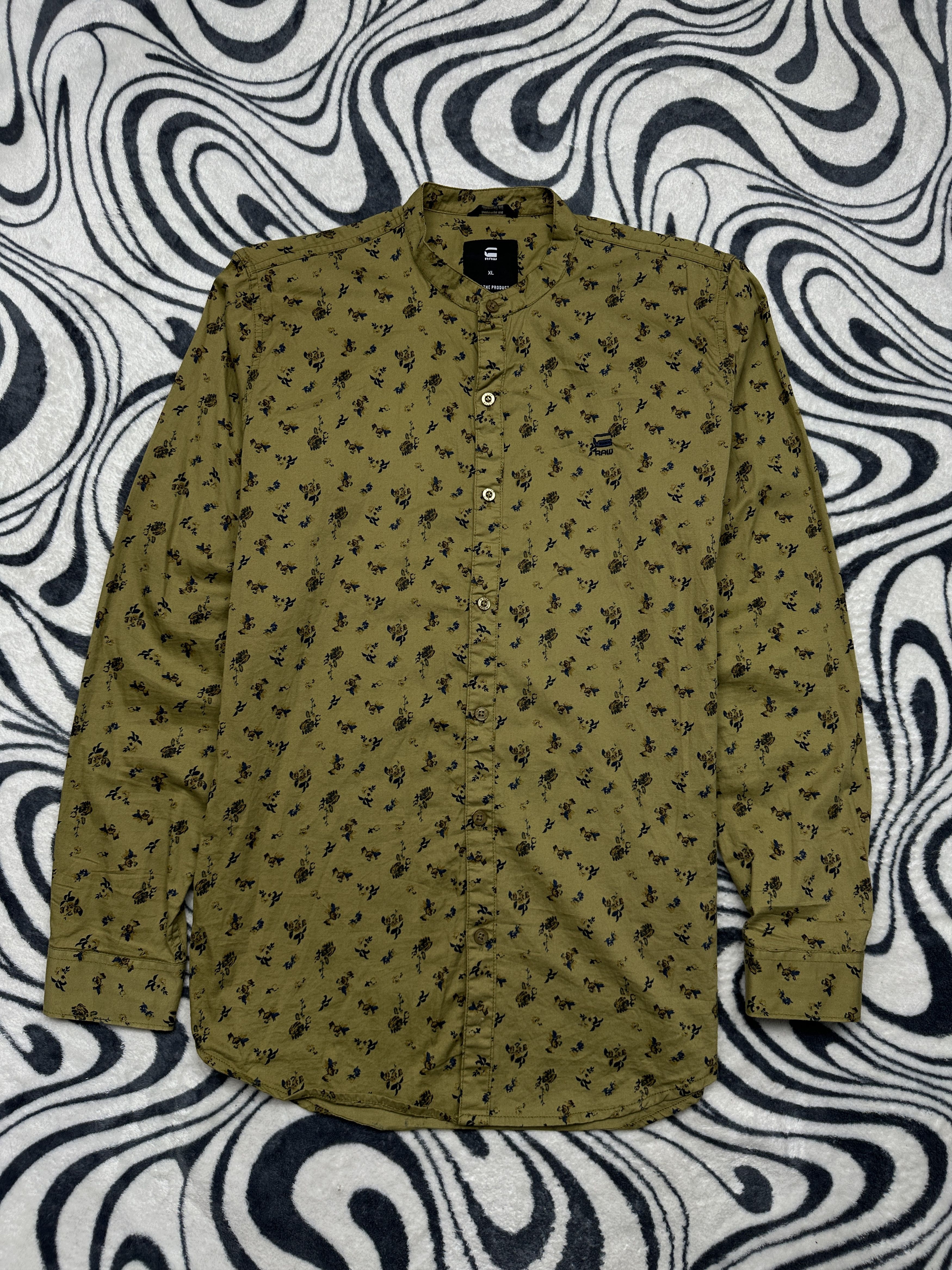 G-Star G Star Raw Floral Print Mens Collarless Shirt Size US XL / EU 56 / 4 - 1 Thumbnail