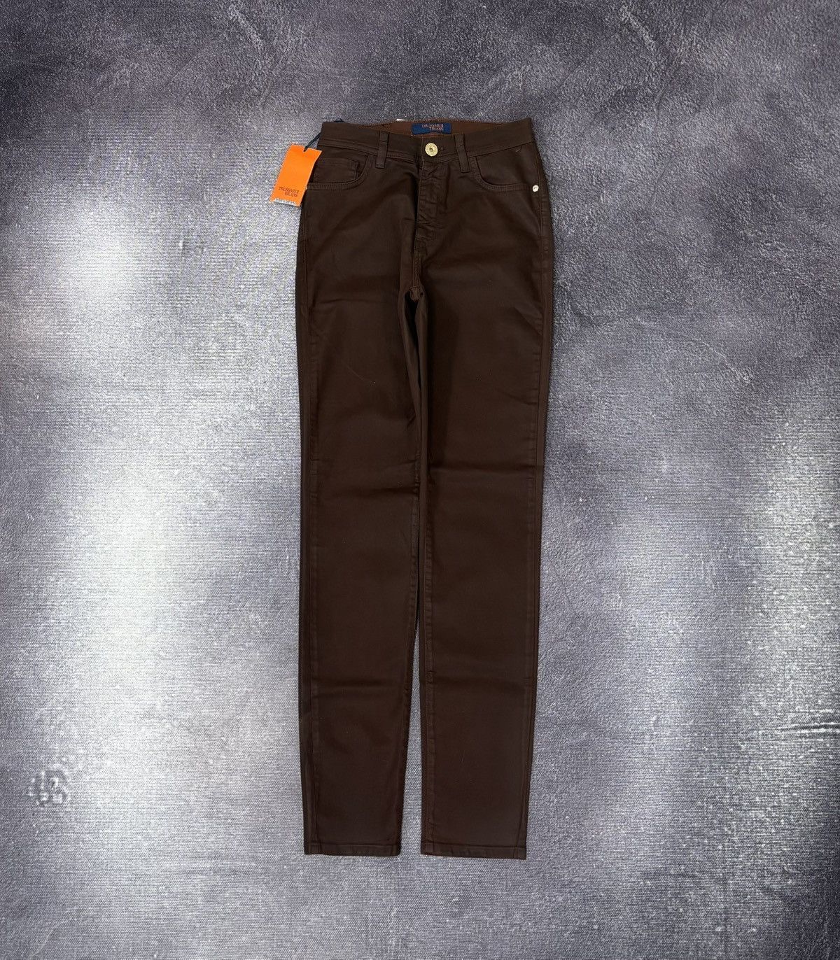 Trussardi Trussardi Women’s NWT Satin Brown Luxury Skinny Pants Jeans Size 25" / US 0 / IT 36 - 1 Thumbnail