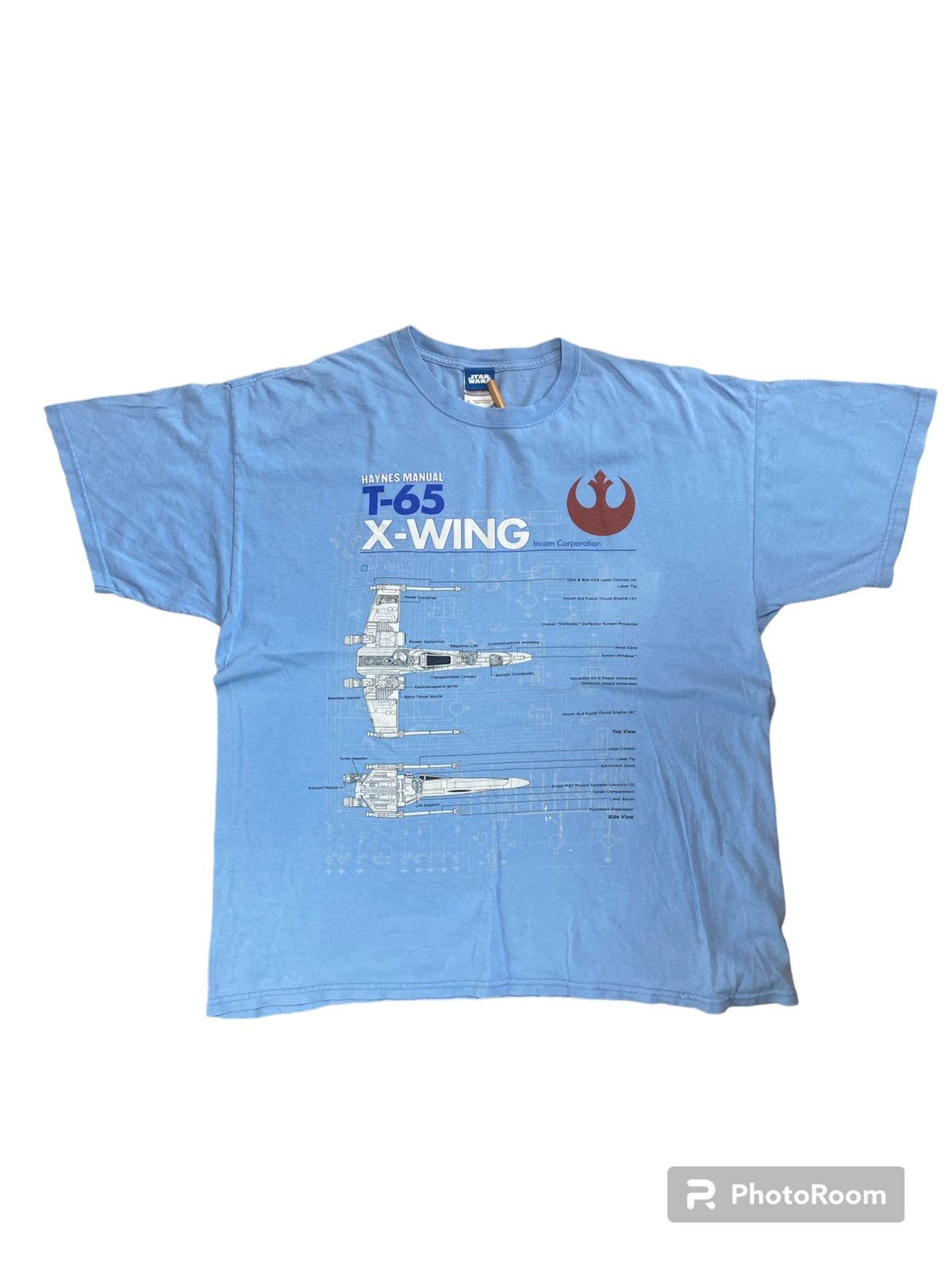 image of Movie x Star Wars Vintage 00S Star Wars T-65 X-Wing Tshirt in Baby Blue, Men's (Size XL)