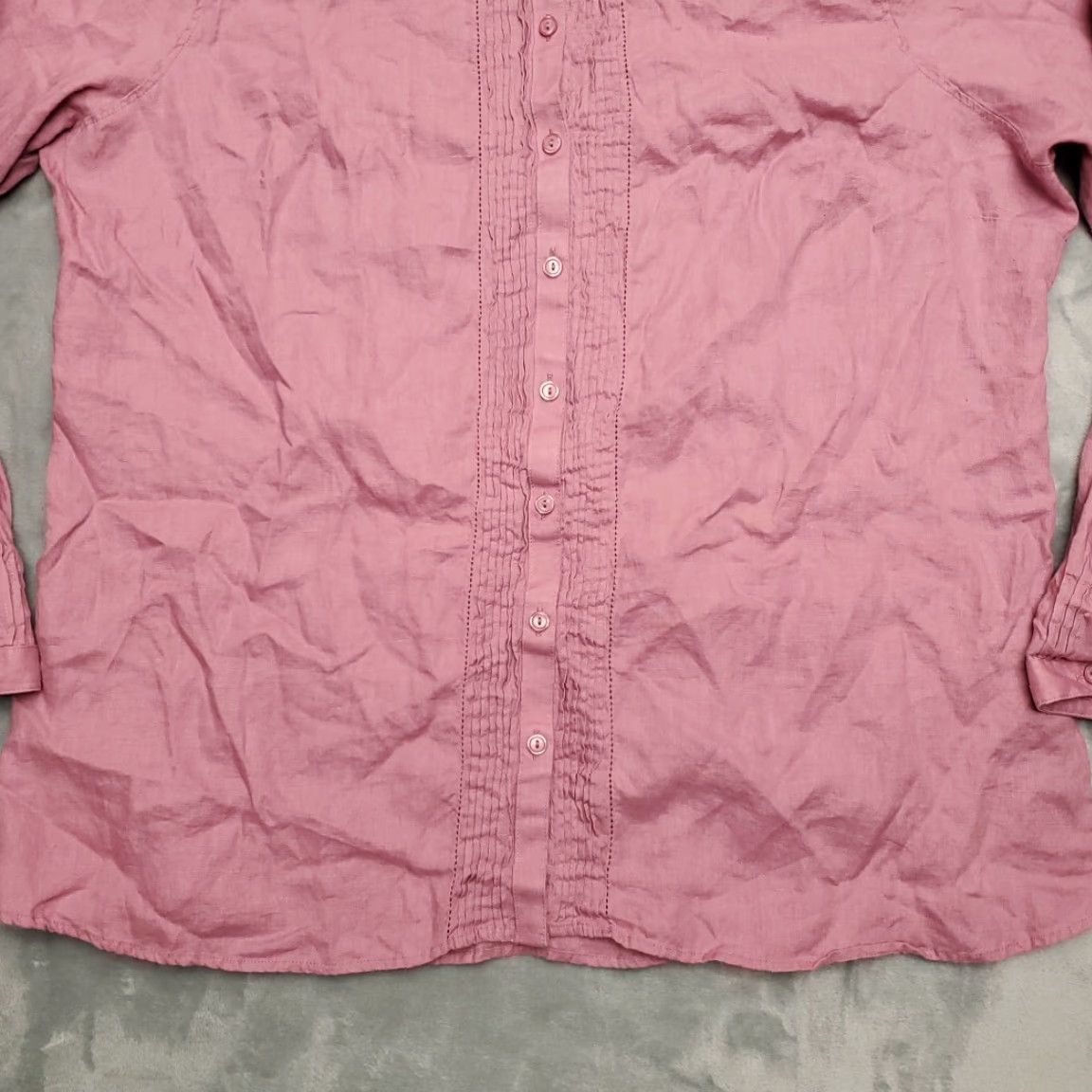Vintage VINTAGE LL Bean Tunic Womens 1X Rose 100% Linen Pleated Mandarin Collar Retro Shirt Top Button-Up Size XL / US 12-14 / IT 48-50 - 2 Thumbnail