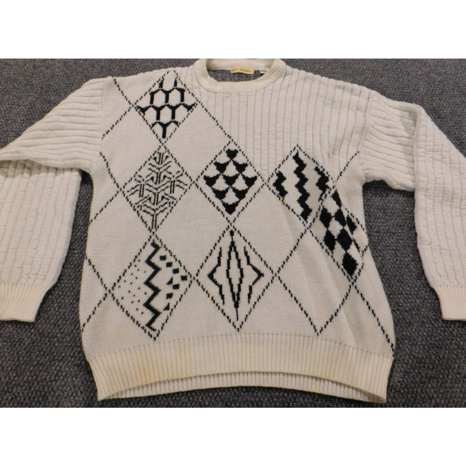 Vintage Adam Sloane Mens Sweater Large Beige Crewneck Pullover Knit" Size US L / EU 52-54 / 3 - 2 Thumbnail