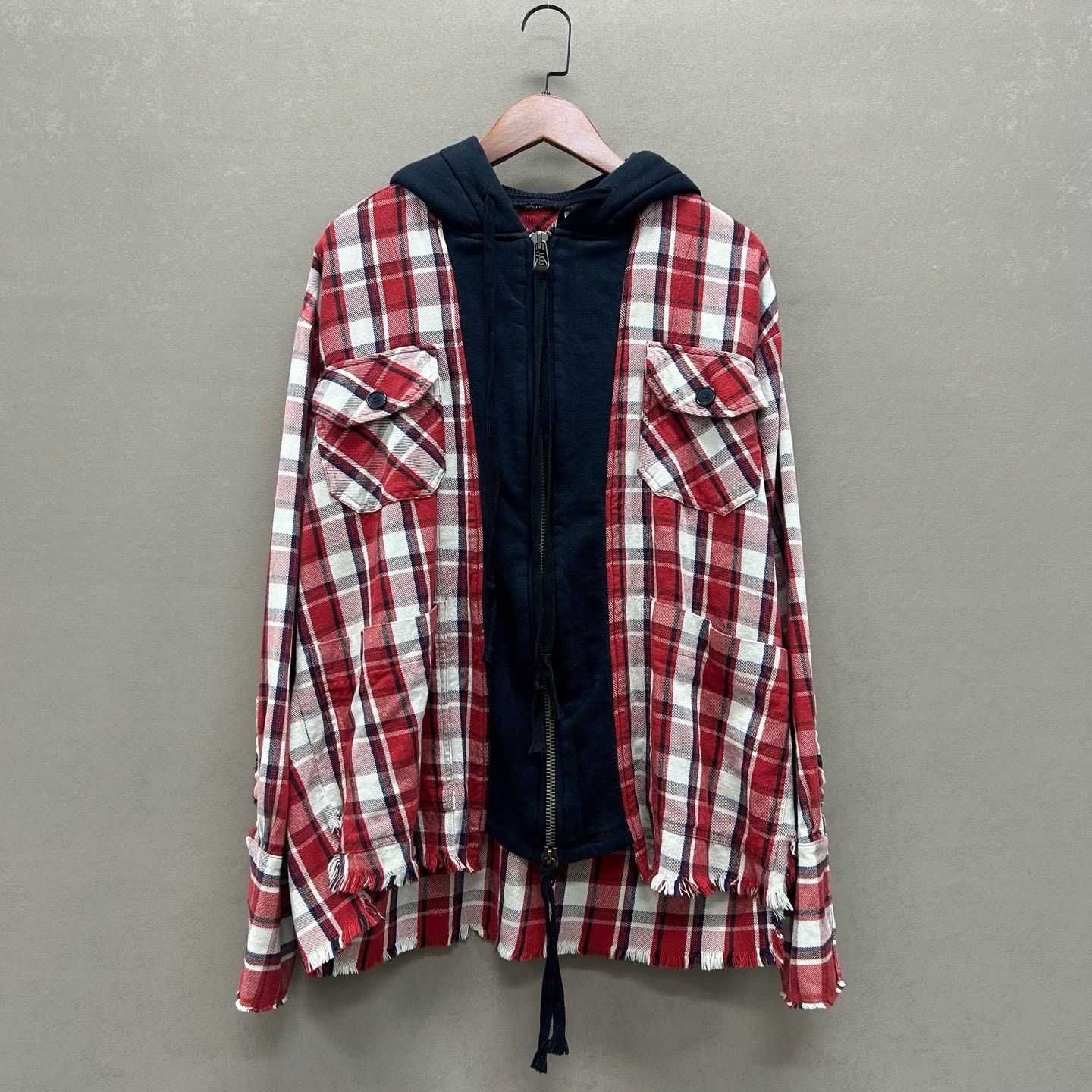 Greg Lauren Greg Lauren Red Plaid Hoodie Jacket Size US M / EU 48-50 / 2 - 1 Thumbnail