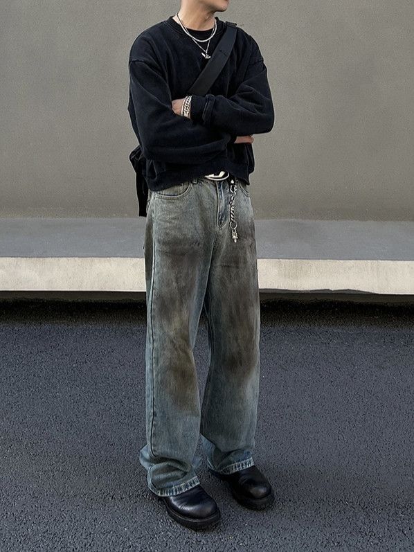 Jean × Vintage Waste Soil Wash Dirty Jeans Size US 29 - 4 Thumbnail