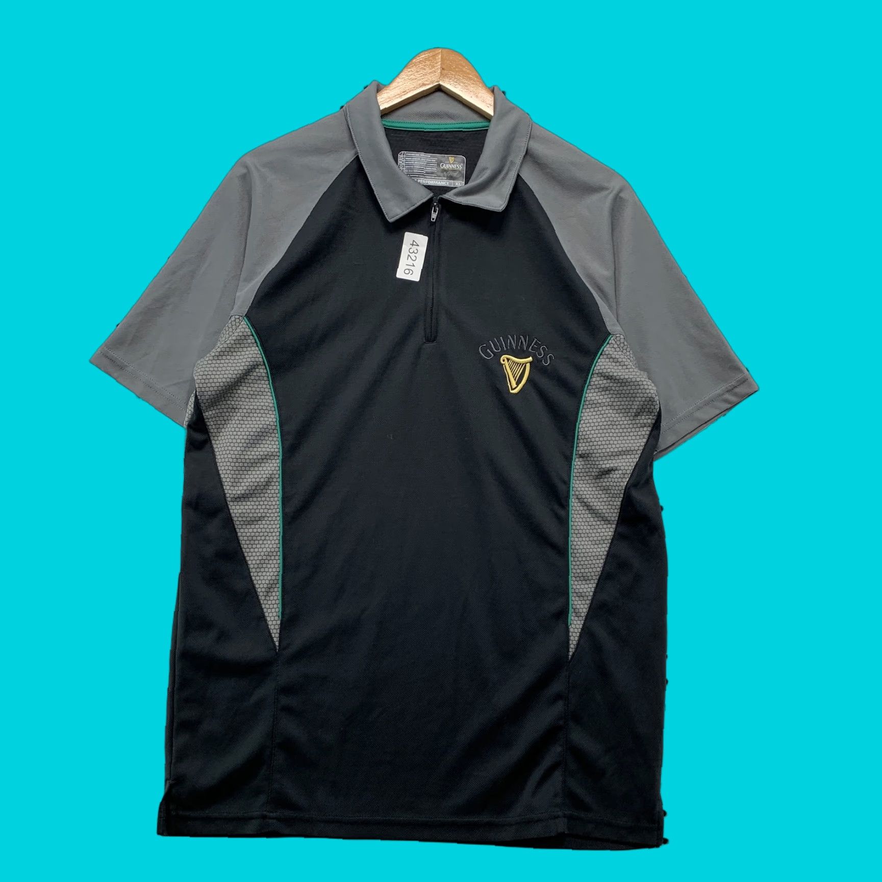 Vintage Guinness Performance Polo Shirt Mens XL Black Gray Short Sleeve 1/4 Zip Beer Size US XL / EU 56 / 4 - 1 Thumbnail