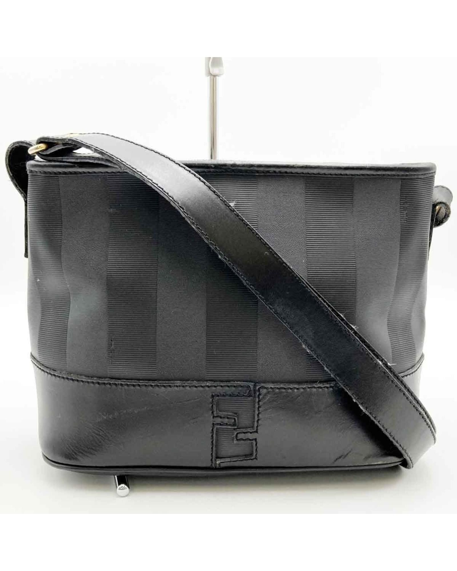 image of Fendi Sleek Black Canvas Shoulder Bag, Women's