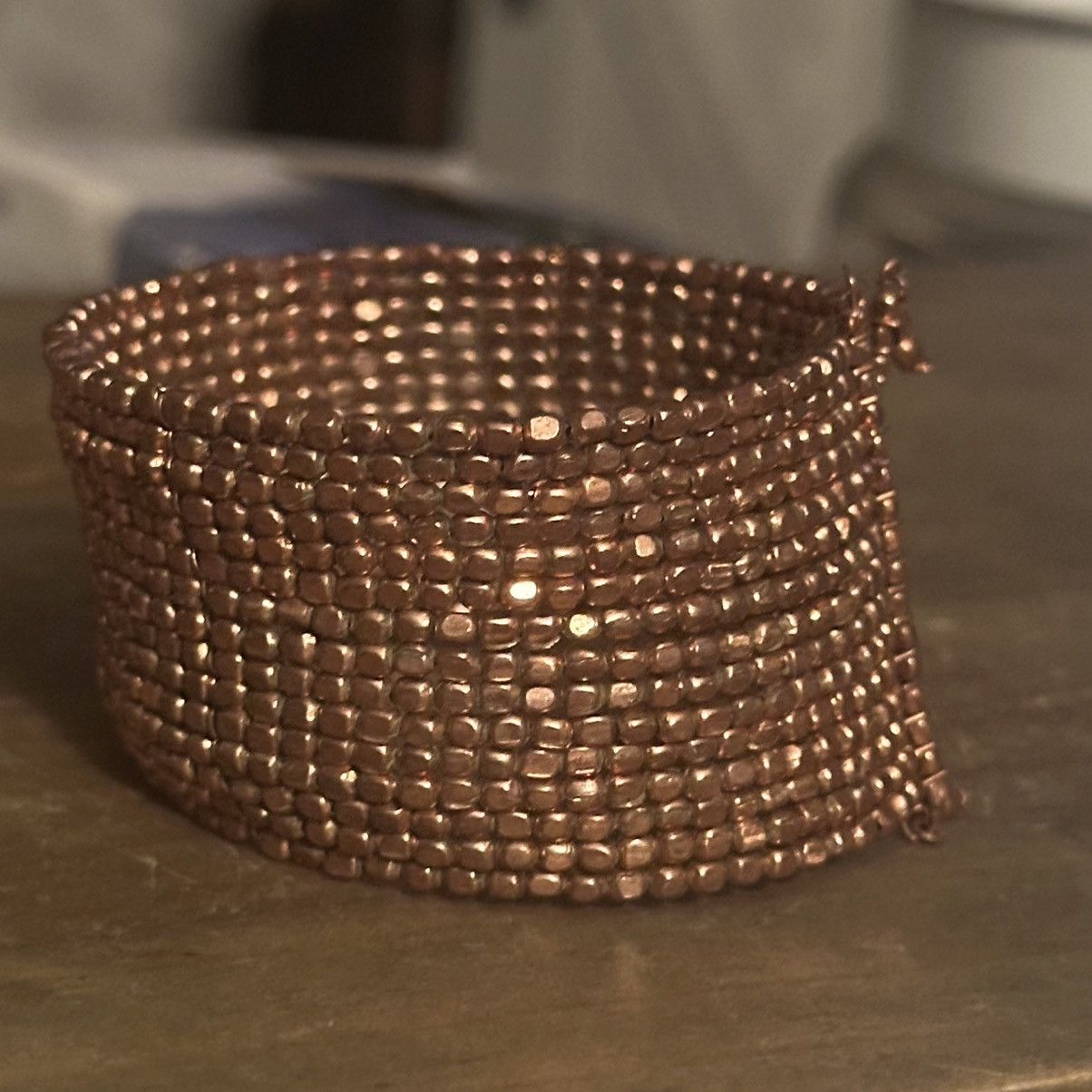 Other Copper tone seed bead stacked bangle cuff bracelet Size ONE SIZE - 6 Thumbnail