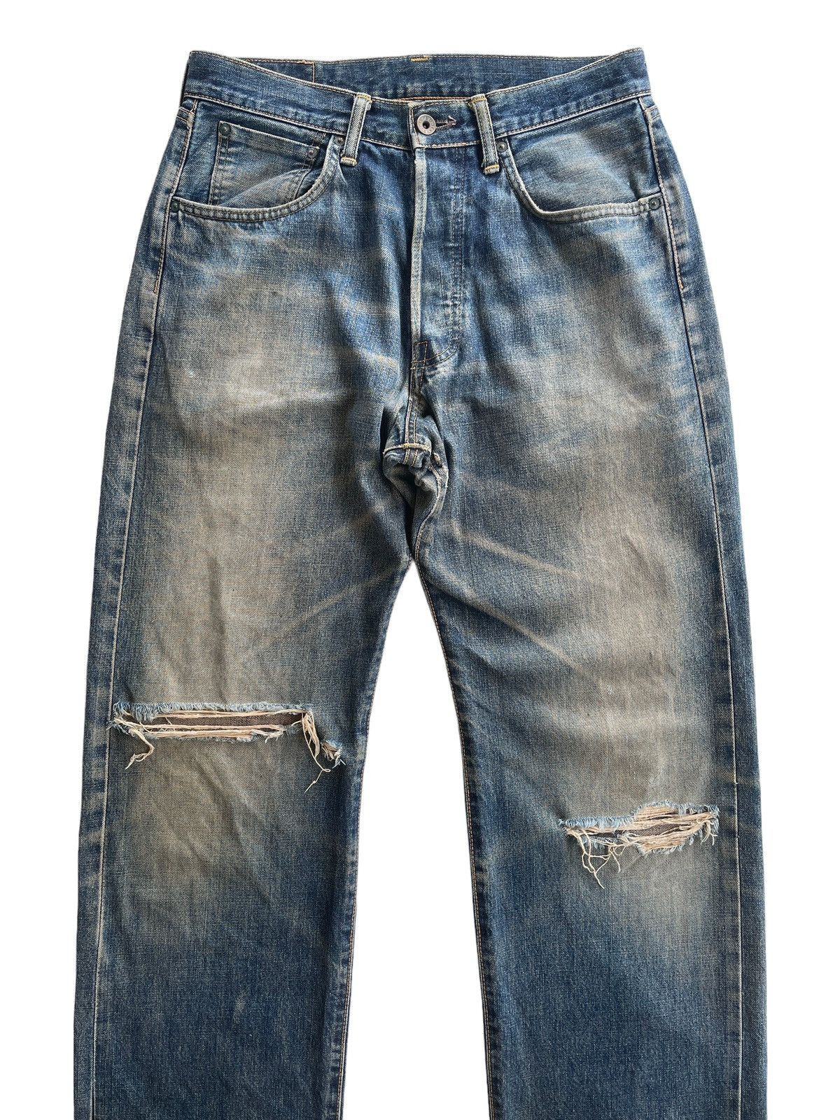 Edwin Vintage Edwin 505 Distressed Selvedge Mudd Jeans Size US 30 / EU 46 - 3 Thumbnail