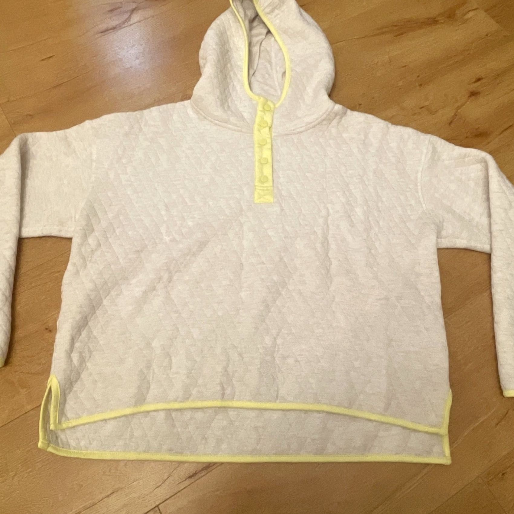 Marine Layer Marine Layer Corbet Quilted Hoodie Pullover Womens XL Cream Neon Yellow Pullover Size XL / US 12-14 / IT 48-50 - 2 Thumbnail