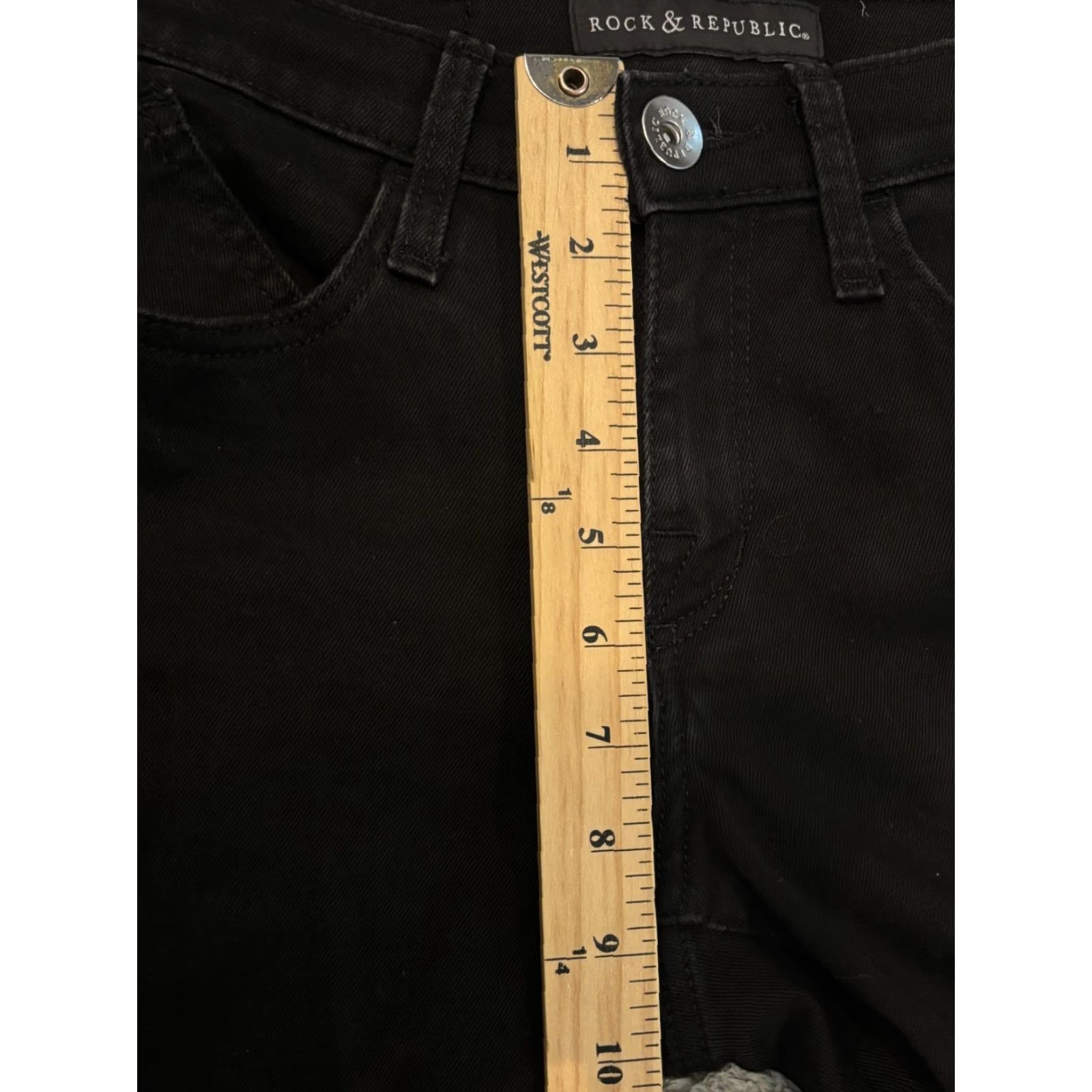 Vintage Rock & Republic Kendall Jeans Womens 6 Black Mid Rise Straight Leg Stretch Size 28" / US 6 / IT 42 - 5 Thumbnail