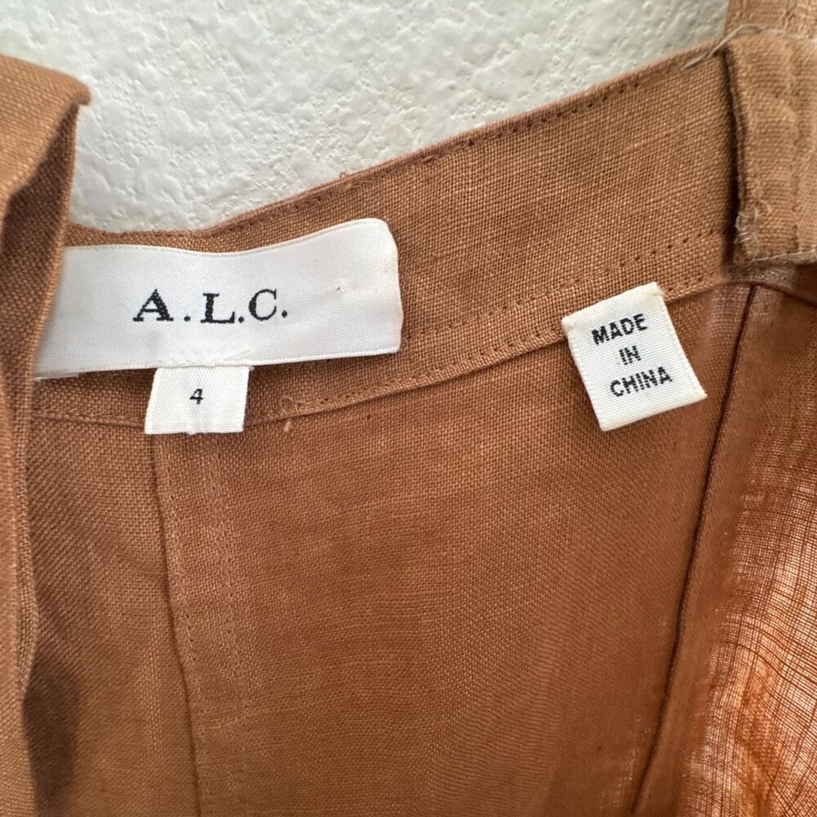 A.L.C. A.L.C. Gilmour Linen Romper Brown Size 4 Size 27" / US 4 / IT 40 - 2 Thumbnail