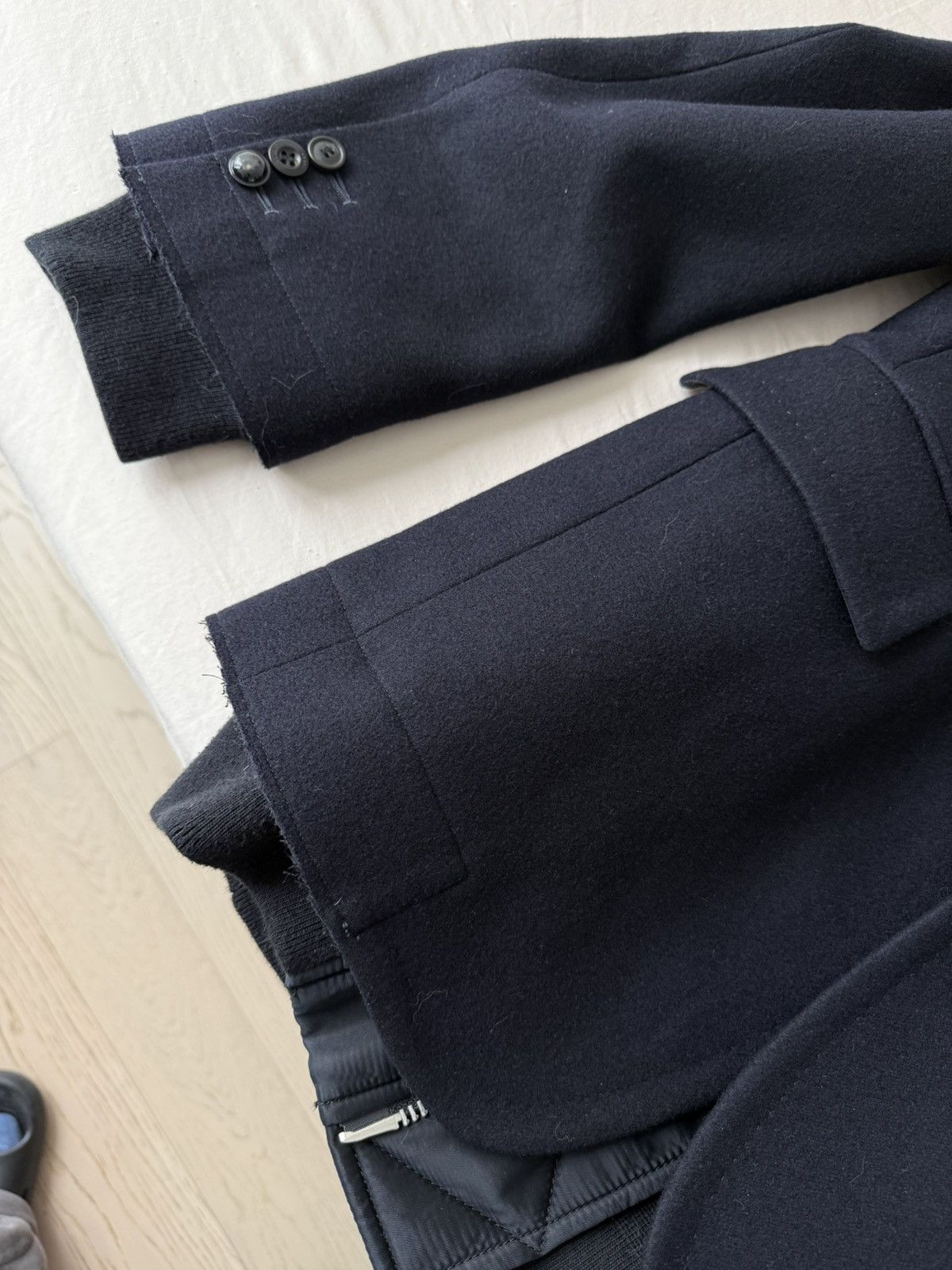Sacai Navy Sacai Wool Coat w/ Bomber details Size US M / EU 48-50 / 2 - 7 Thumbnail