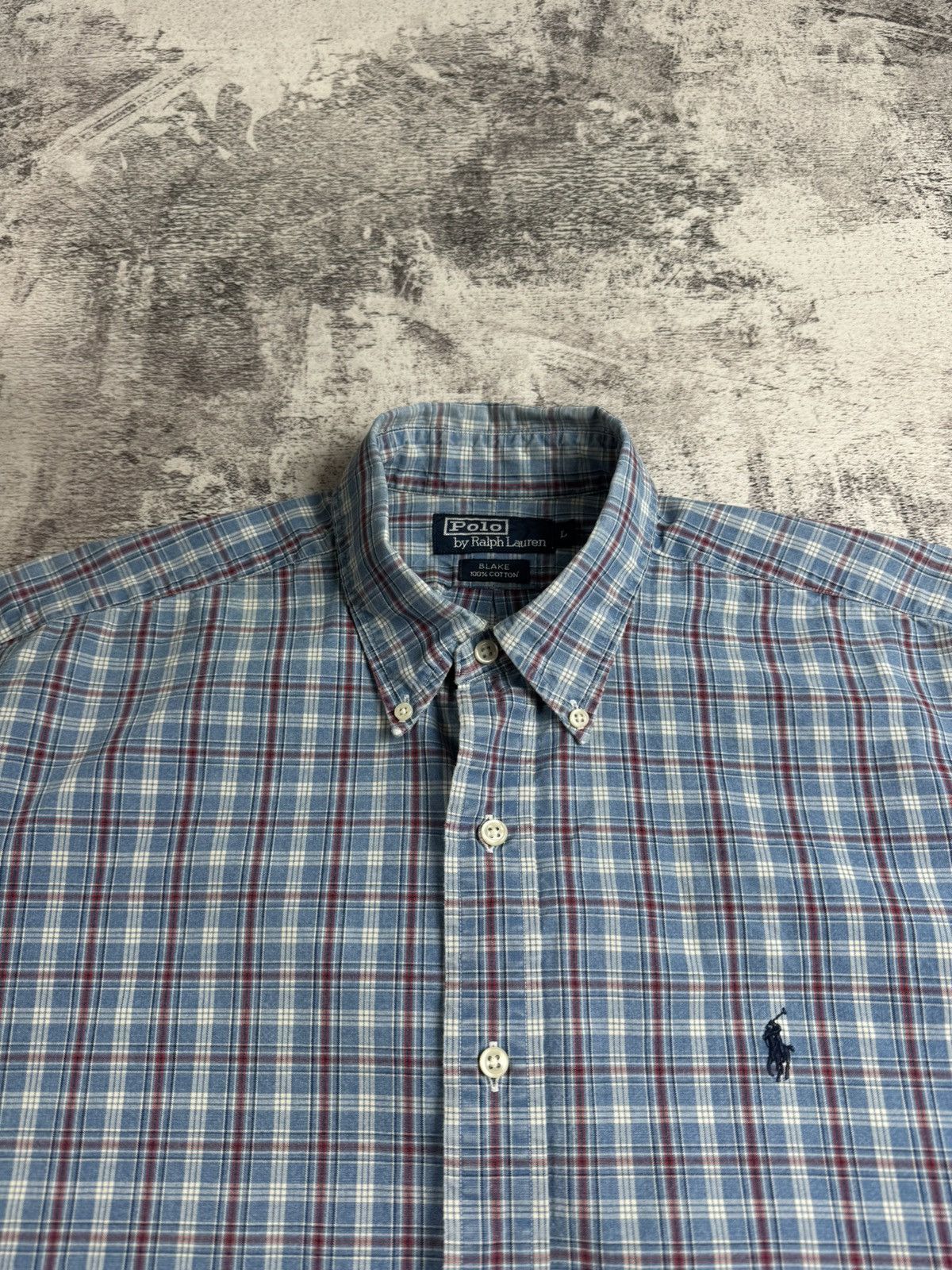 Polo Ralph Lauren Polo Ralph Lauren Blake Plaid Large Button Checked Blue Oxford LongSleeve Shirt Size US L / EU 52-54 / 3 - 7 Thumbnail