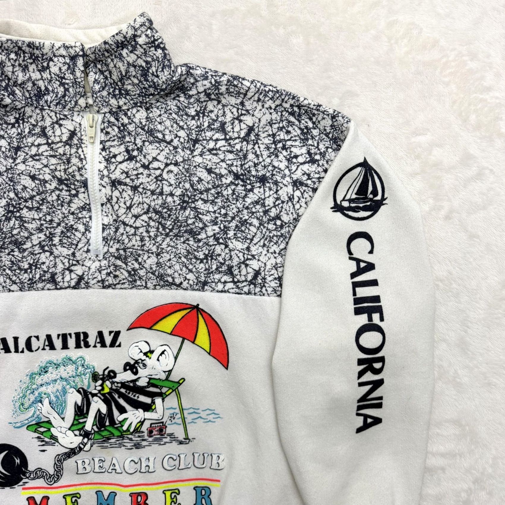 Vintage VINTAGE Jacoe Alcatraz Beach Club Sweatshirt 1/4 Zip Mens Large White Size US L / EU 52-54 / 3 - 3 Thumbnail