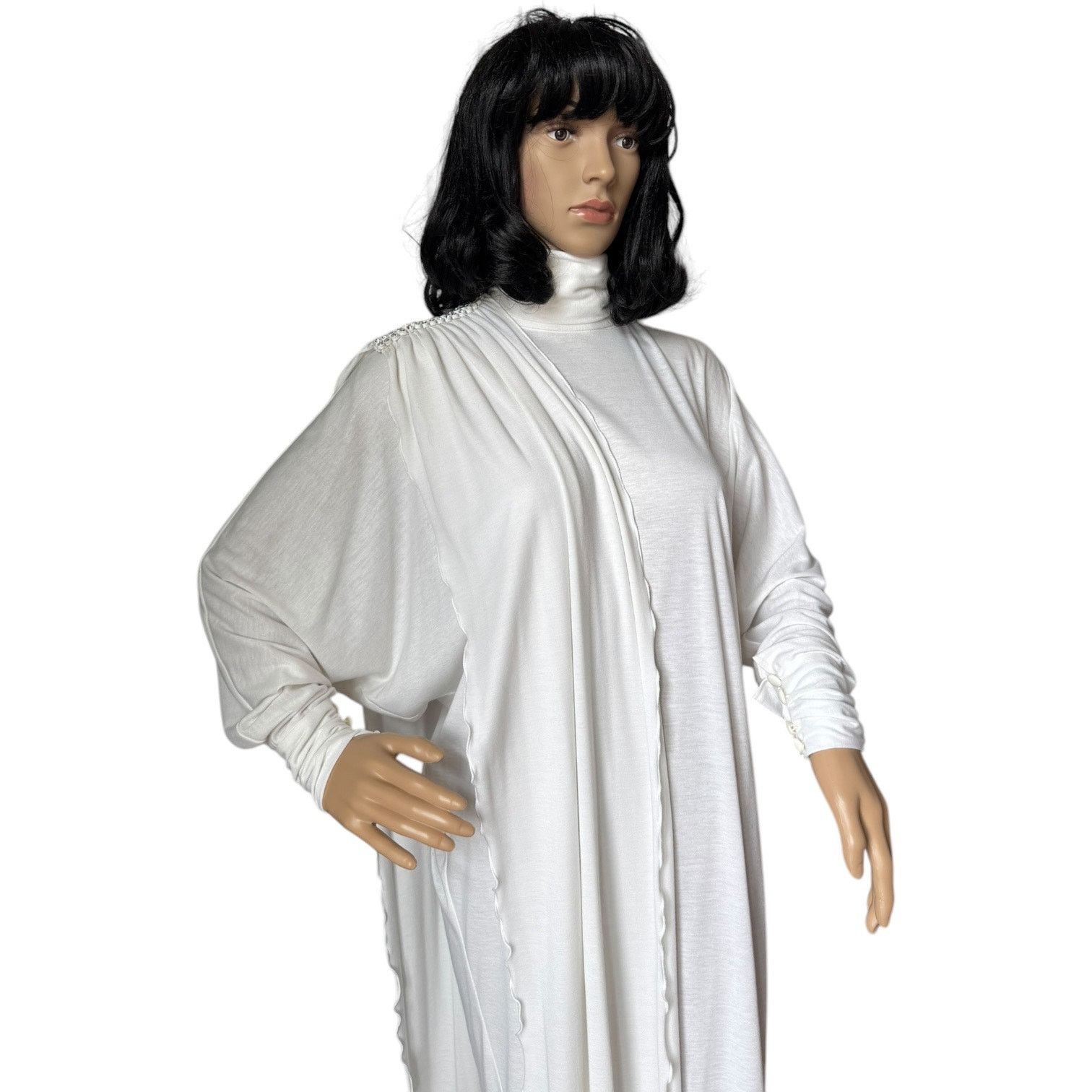 Vintage NWT Marcy & Co 1970s–80s White Rhinestone Caftan Gown sash M Size M / US 6-8 / IT 42-44 - 4 Thumbnail