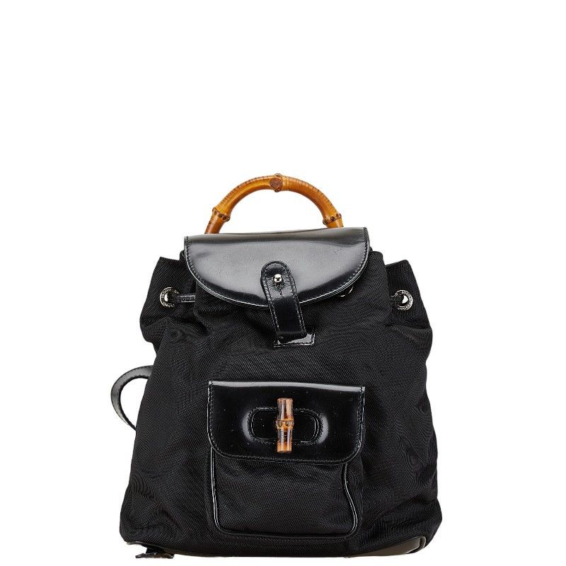 Gucci Gucci Gucci Bamboo Nylon Leather Backpack 00320580030 Canvas Backpack 00320580030 in Very Good Condition Size ONE SIZE - 1 Thumbnail